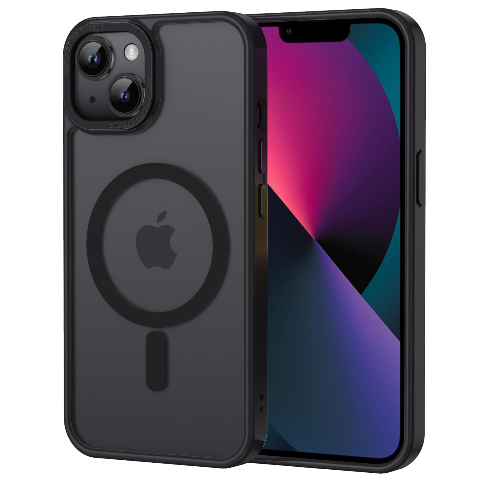 XTCASE Coque pour iPhone 13 Magnétique Compatible avec MagSafe, Étui Mat Translucide Minimaliste, PC Dur Housse Arrière Anti-Rayures + TPU Bumper Antichoc - Noir