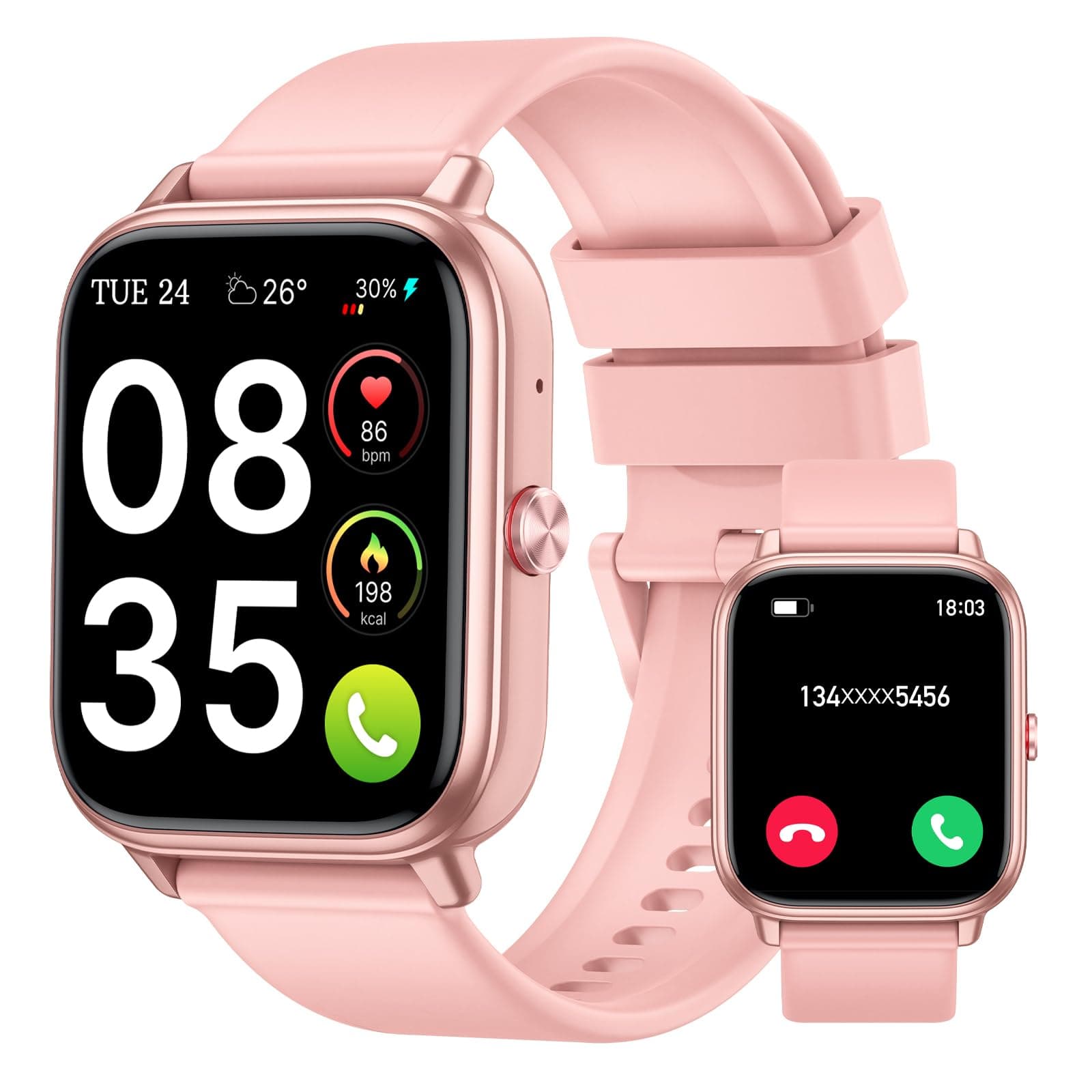 Reloj Inteligente Hombre Mujer, 1.83"HD Smartwatch con Llamadas Bluetooth, Batería de 1000mAh, Autonomía de 20 Días, Impermeable IP68, 110+ Deportivos Modos, Reloj Deportivo para Android iOS