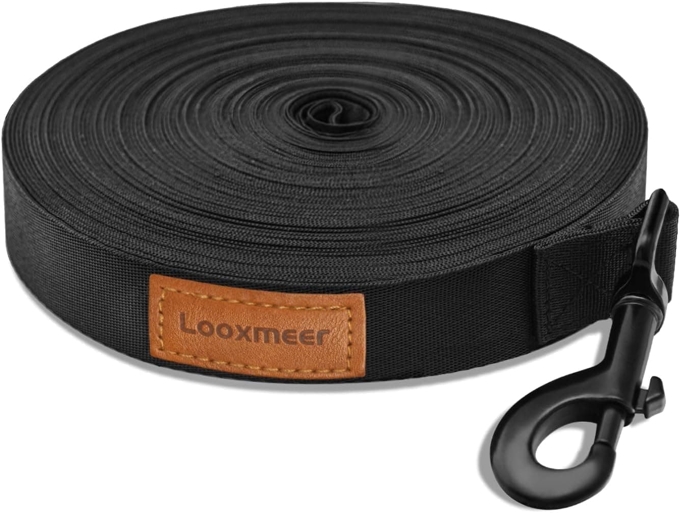 Looxmeer Correa Perro Larga, 3 m / 5m / 7m / 10m / 15m / 20m / 25m / 30m Correa de Adiestramiento para Perros, Cuerda Extra Larga Perros, Resistente para Camping Paseo Entrenar, Negro