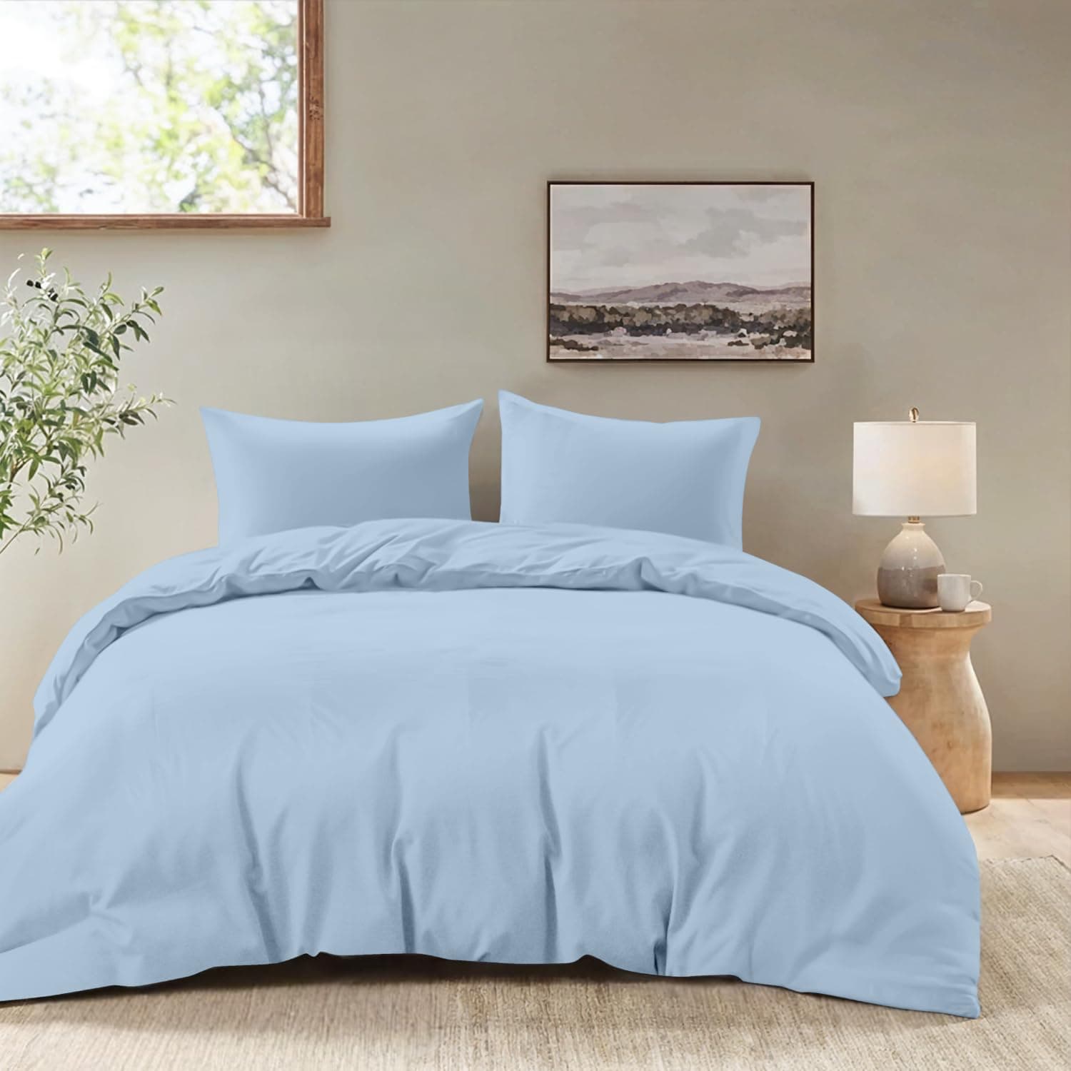 Dreamzie Copripiumino Una Piazza e Mezza 200x200 cm con 2 Federe 50x70 cm - Blu - Set Copripiumino Una Piazza e Mezza 200x200