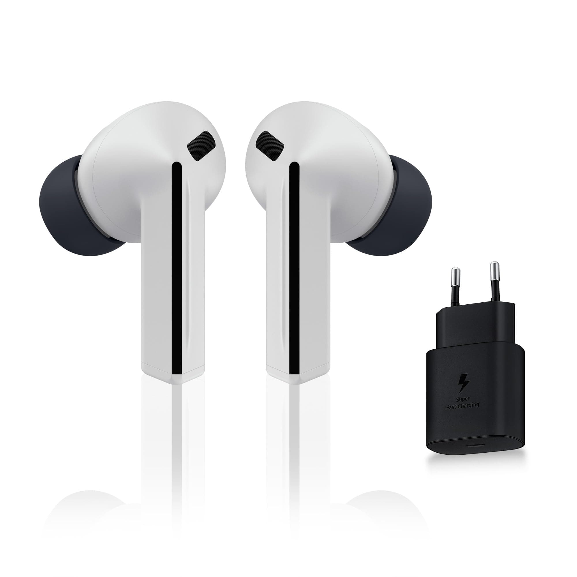 Samsung Galaxy Buds3 FE, Écouteurs sans Fil, Bluetooth, Réduction Active de Bruit, Audio 360, Gemini, Chargeur Secteur Rapide 25W Inclus, Gris, Version FR