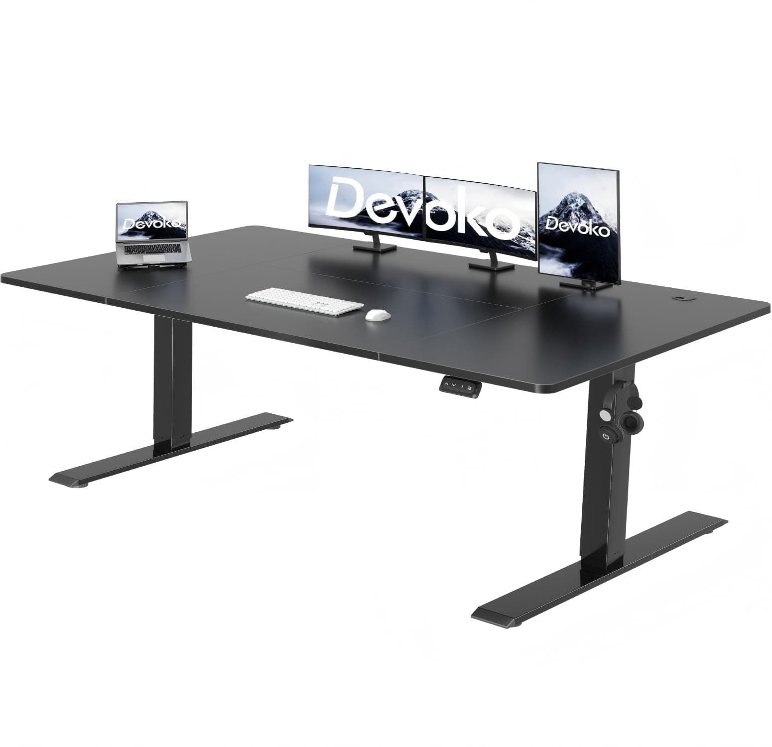 Devoko 180x80 cm Escritorio Regulable en Altura, Escritorio Elevable Eléctrico Telescópico Bidireccional, Escritorio de Oficinay Hogar, para Estudio en Casa con Tablero Ensamblado, Negro