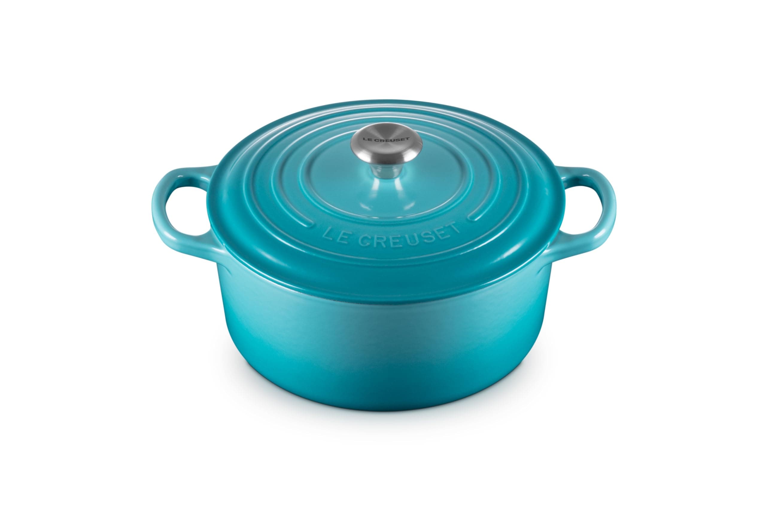 Le Creuset Signature Gusseisen-Bräter mit Deckel, Ø 22 cm, Rund, Für alle Herdarten und Induktion geeignet, Volumen: 3,3 l, 3,932 kg, Karibik, 21177221702430