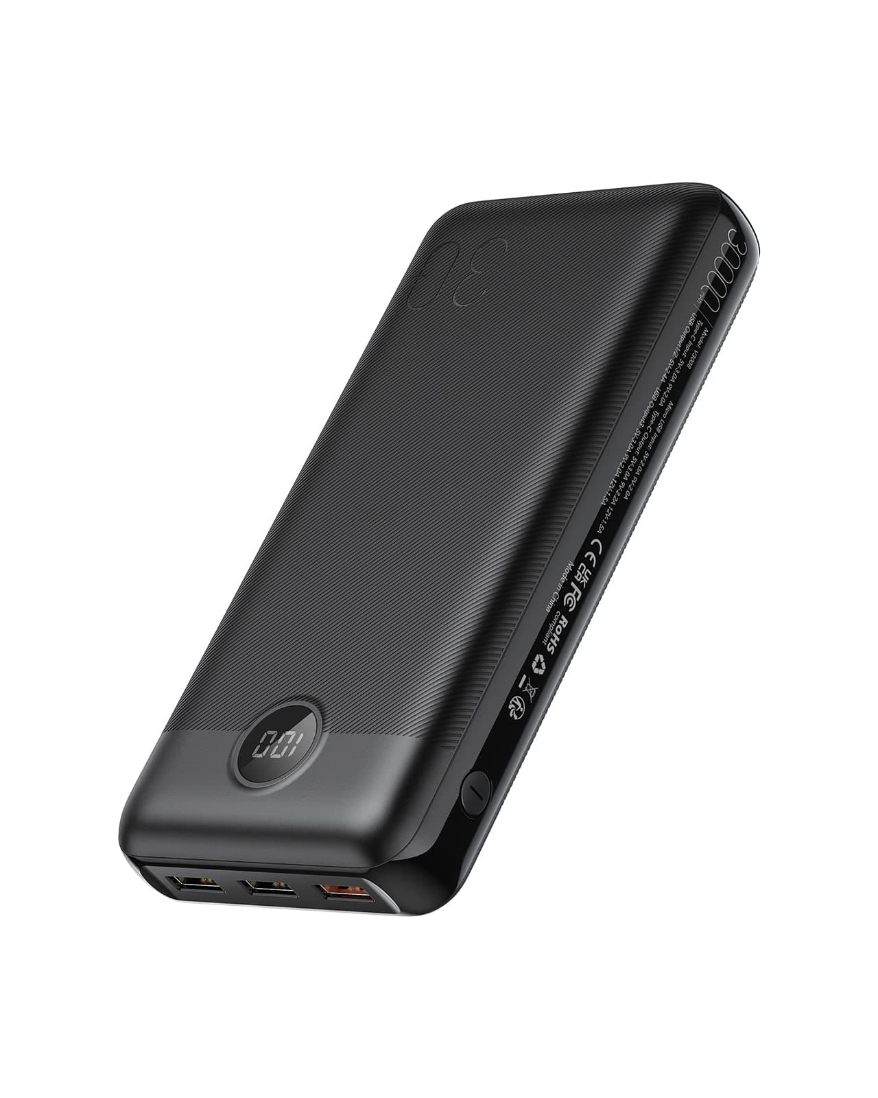 VEGER Power Bank,30000mAh Bateria Externa con Pantalla LED Bateria Portatil USB C Carga rapida PD 20W QC 3.0 con 2 Entradas y 4 Salidas Compatible con iPhone, Samsung, Huawei, Tableta y más.