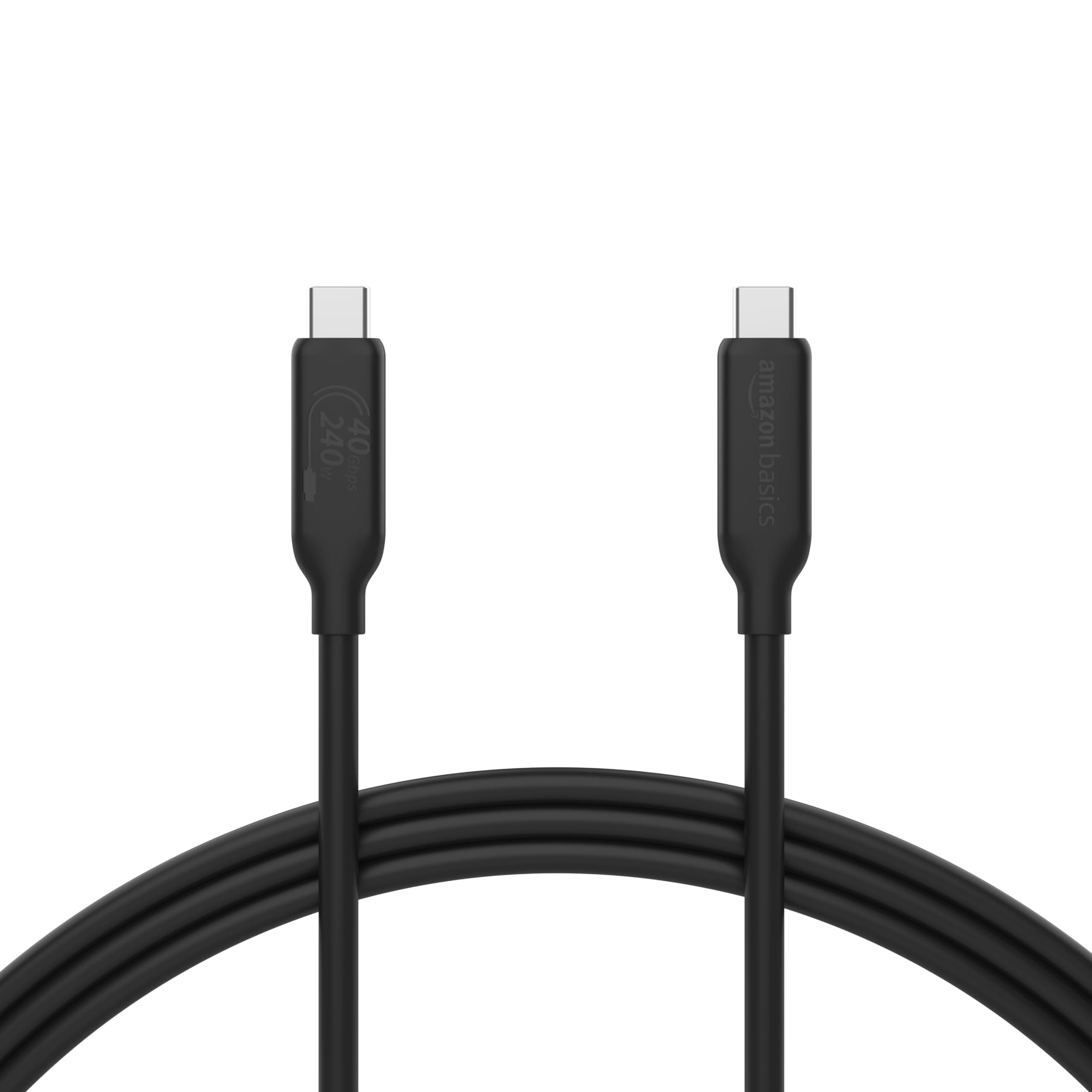 Amazon Basics USB-C-auf-USB-C 4 Schnellladekabel, 40 Gbit/s, 8K-Video, 240 W, USB-IF-zertifiziert, Thunderbolt 4/3-kompatibel, für Apple iPhone 16/15, iPad, Samsung Galaxy, Tablets, Laptops,1m,Schwarz