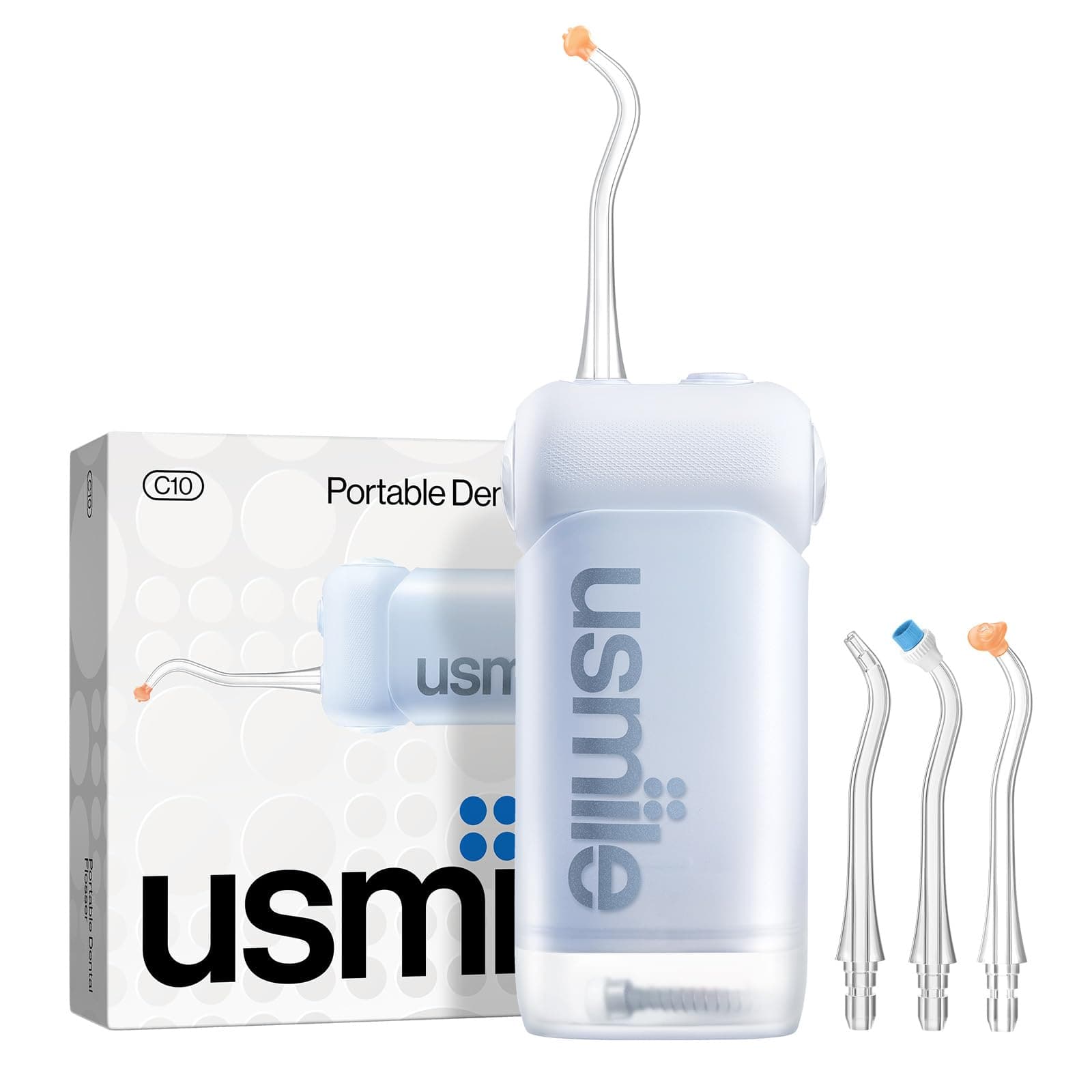 usmile Irrigador bucal portátil C10 – 95 días de duración de la batería, 4 modos de limpieza, depósito de 180 ml, IPX7 resistente al agua, ideal para viajes, aparatos ortopédicos, implantes y encías