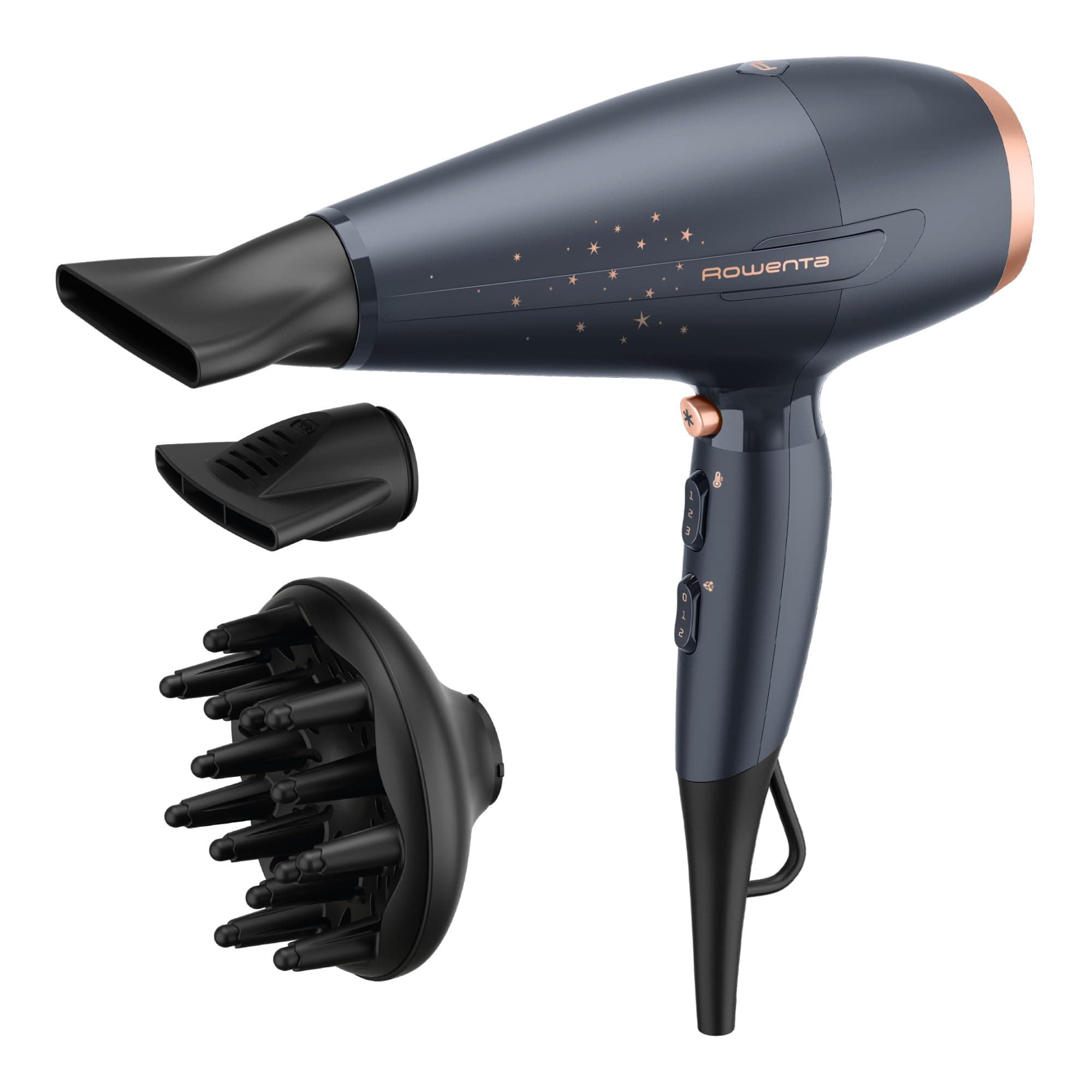 Rowenta Pro Power+ Stellar Hair Dryer, Asciugacapelli con Motore AC per Prestazioni da Salone, Tecnologia Ionica, con 2 Beccucci e Diffusore per Ricci, CV7231