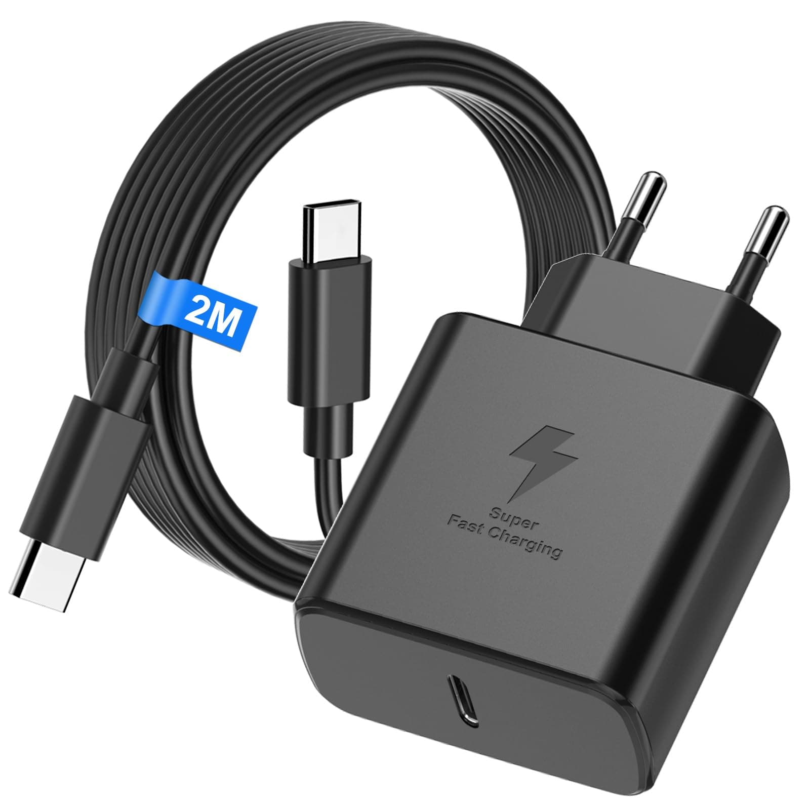 45W USB C Caricatore Caricabatterie con 2M Cavo USBC per Samsung Galaxy S26 Ultra/S26+/S26/ S25 S24 S23+ /S23 Ultra/S22/S21, Presa Carica Alimentatore Tipo C Spina Ricarica Adattatore