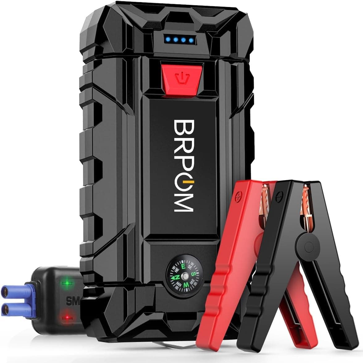 BRPOM Arrancador de Coches 7000A, 12V Arrancador de Baterias de Coche(para 7.0L de Gasolina o 5.5L de Diésel) Jump Starter con Linterna LED de Emergencia, Espera Larga, Carga Rápida
