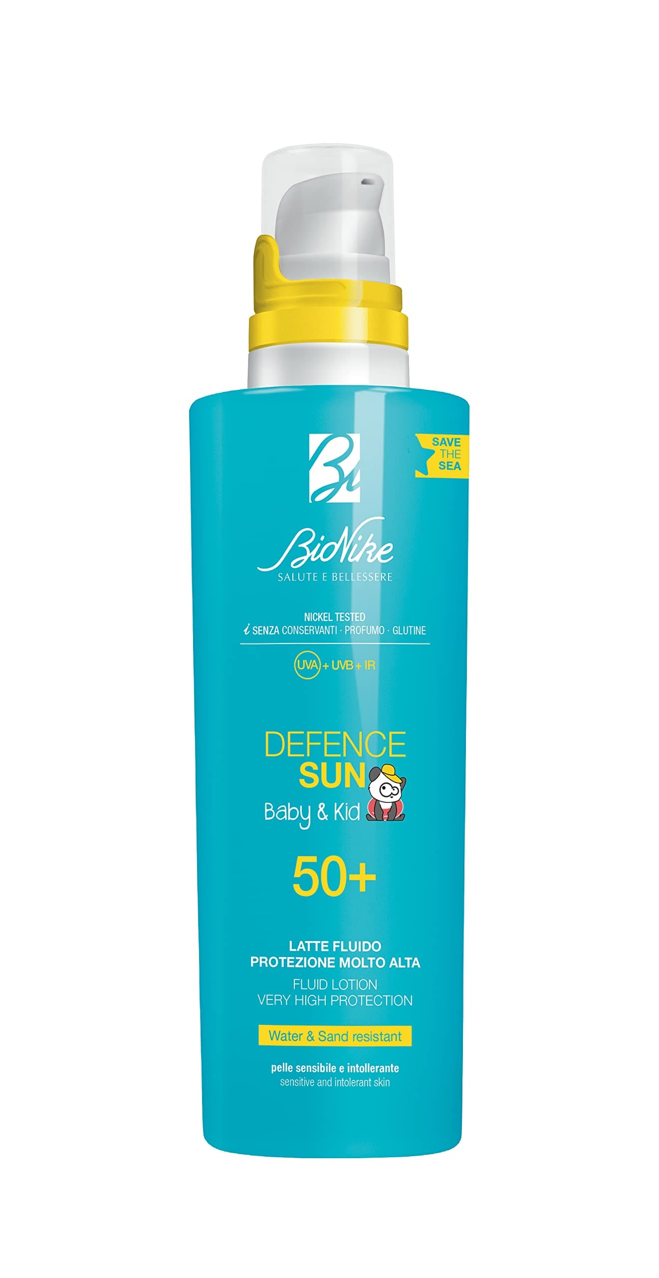 Bionike Defence Sun Baby & Kid - Latte Solare Fluido per Bambino e Neonato, Azione Protettiva, Effetto Waterproof e Anti-sabbia, Lenisce e Ripara la Pelle, 200 ml