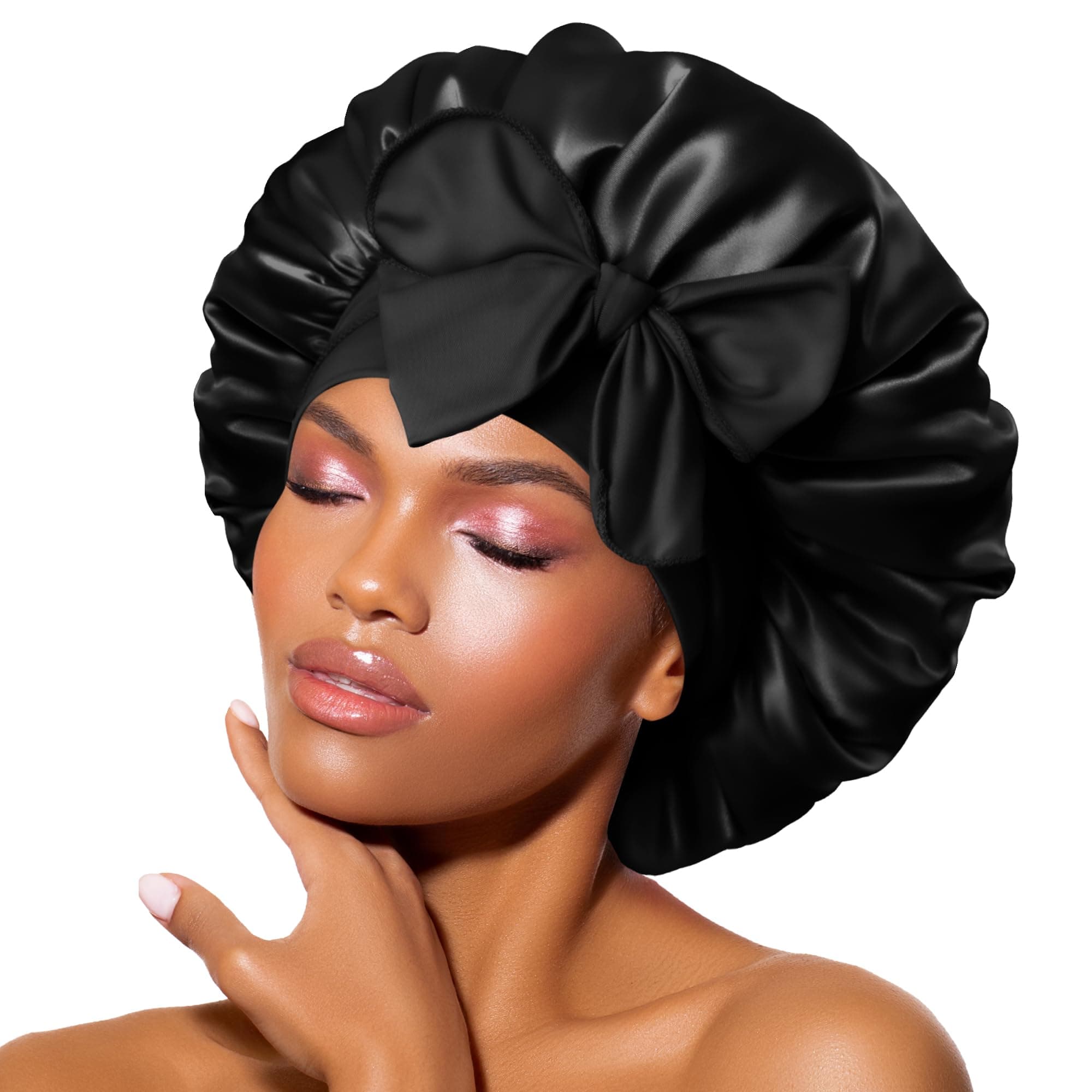 BONNET QUEEN Cuffia Seta Capelli Notte Regolabili Cuffia Capelli Ricci Bonnet con Lacci Lunghi Morbida e Protettiva