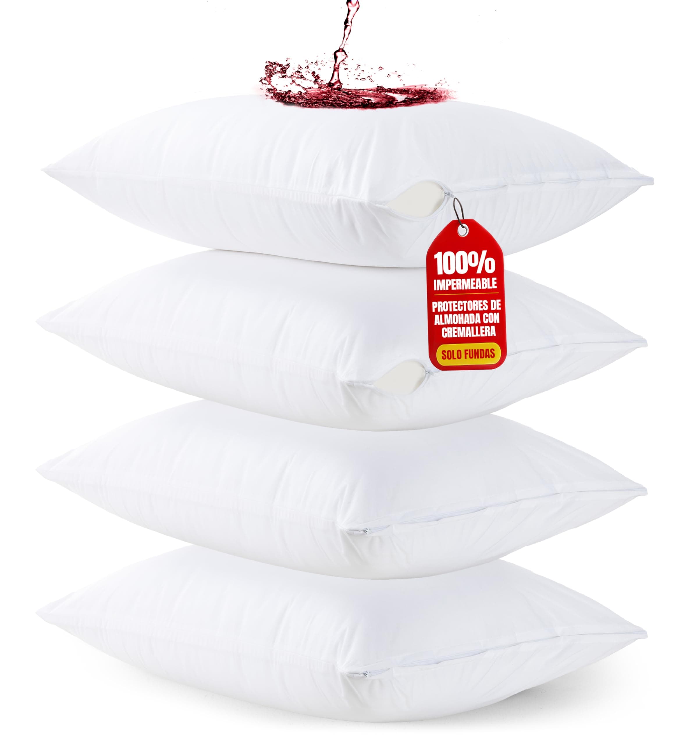Utopia Bedding Protector de Almohada Impermeable 40x70 cm (Juego de 4) con Cremallera, Funda Almohada Certificado Oeko-Tex
