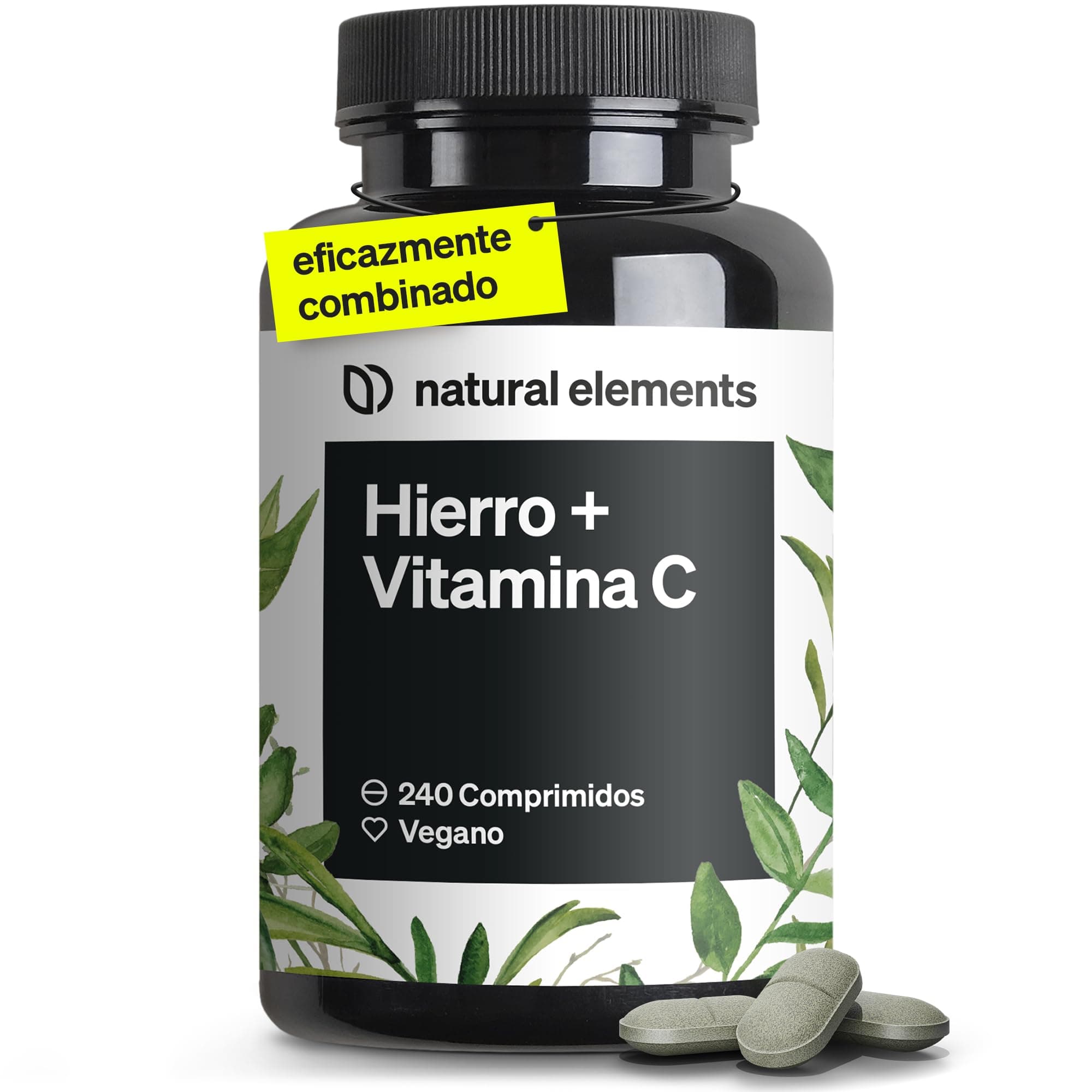 Suplemento de Hierro con 40mg Vitamina C – bisglicinato de hierro – 240 comprimidos veganos – complejo de quelato de buena tolerancia – alta dosificación, sin aditivos innecesarios﻿