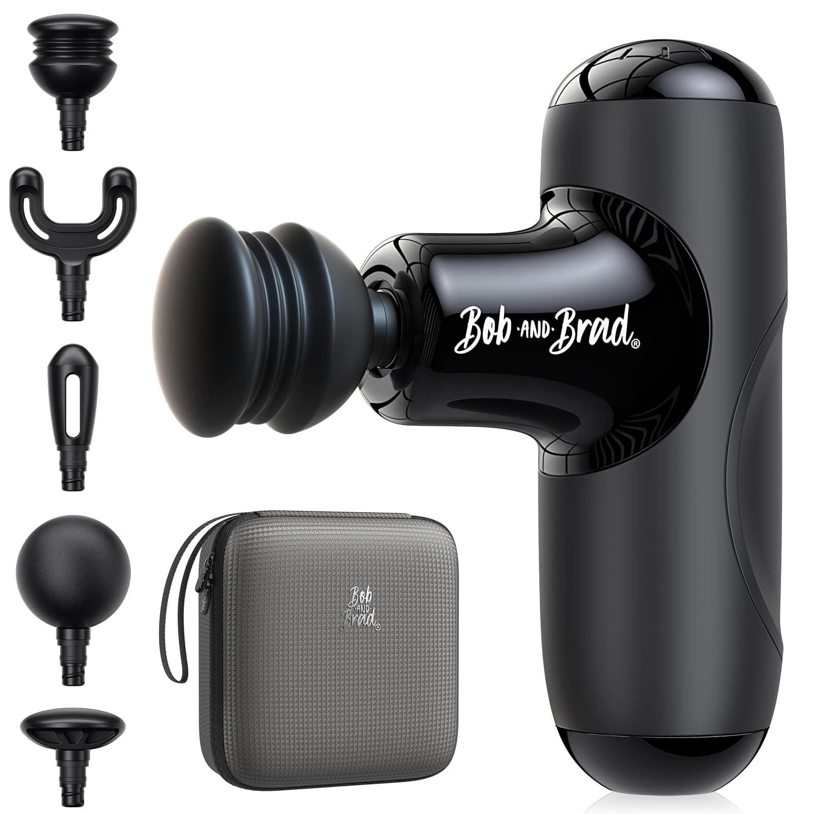 BOB AND BRAD Q2 Mini Massagepistole, Tiefengewebe Percussion Massagegerät mit 5 Aufsätzen & Koffer, Elektrische Massage Gun für Rücken & Beine, Ultra-Leise & Klein, Ideal für Büro & Sport