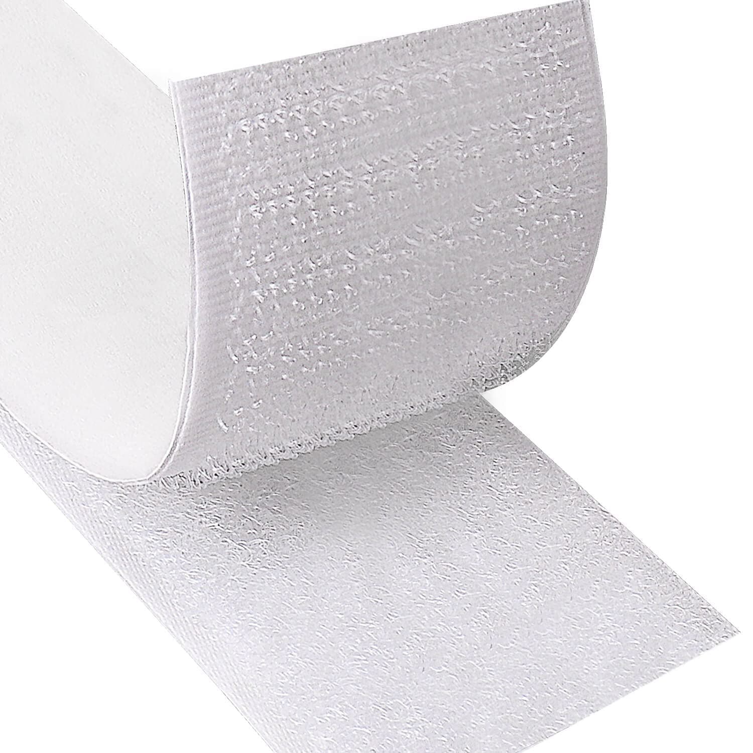 Blooven 8 Metros 50 mm Auto Adhesivo Cinta Rollo Hook y Loop Tape Gancho y Cinta de Lazo (50 mm x 8 m, Blanco)