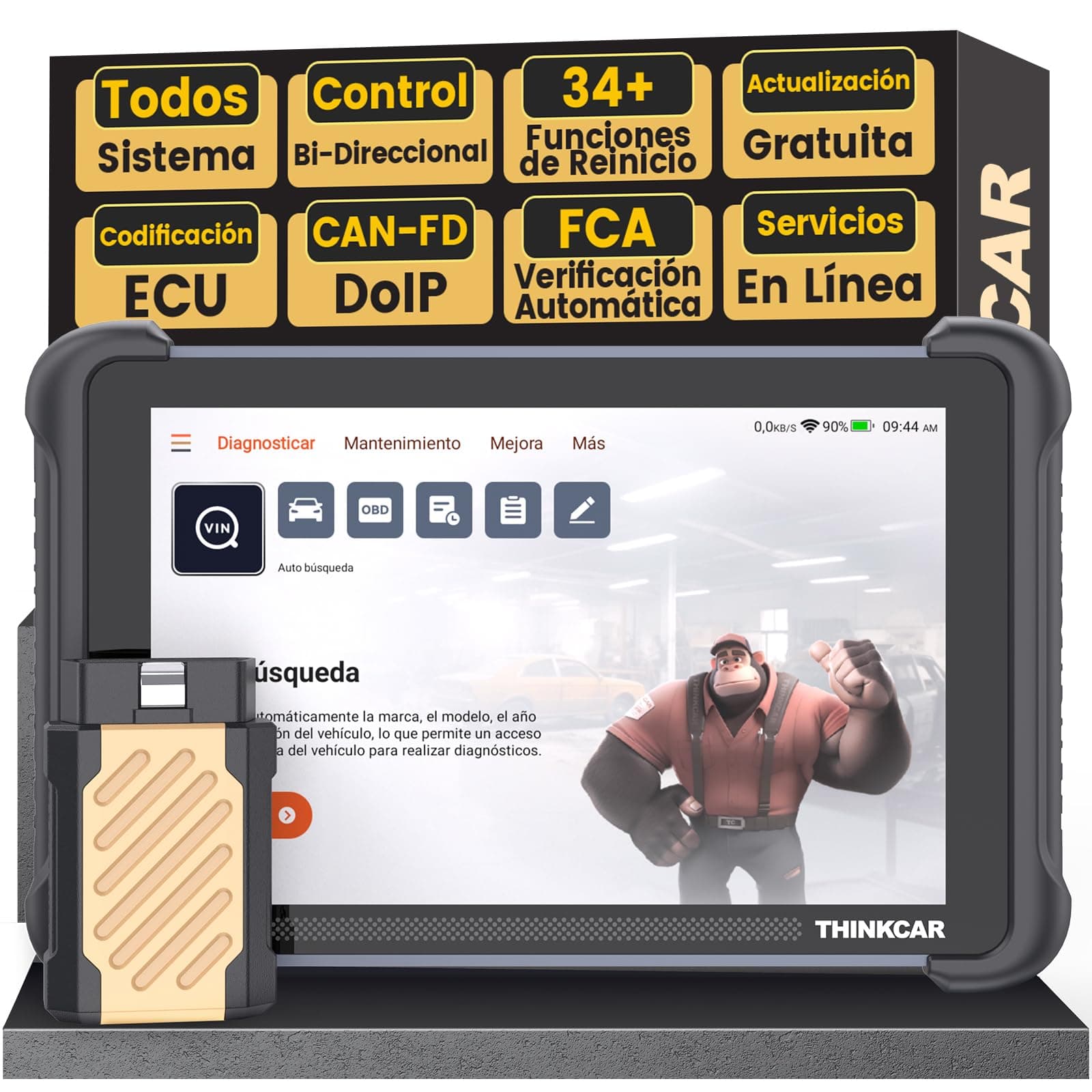 OBD2 Diagnosis, ThinkScan 689BT Diagnosis Coche Multimarca de Todos Sistema Y 34+ Funciones de Reinicio, Diagnosis Coche con Control Bi-Direccional/Prueba Activa-Actualizaciones Gratuitas de por Vida