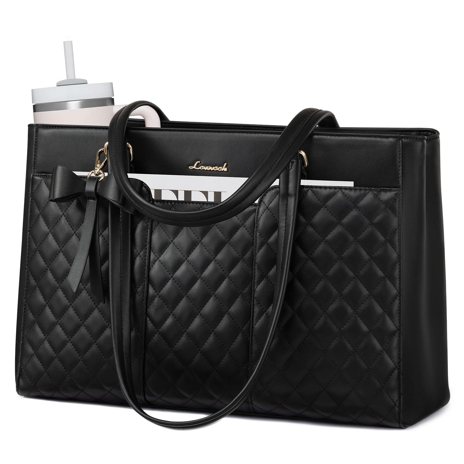 LOVEVOOK Handtasche Damen Groß, Laptoptasche Arbeitstasche Shopper Tasche, PU Leder Lehrertasche Aktentasche Schultasche, Laptop Taschen Tote Bag Women für Arbeit Business Büro Uni Schule