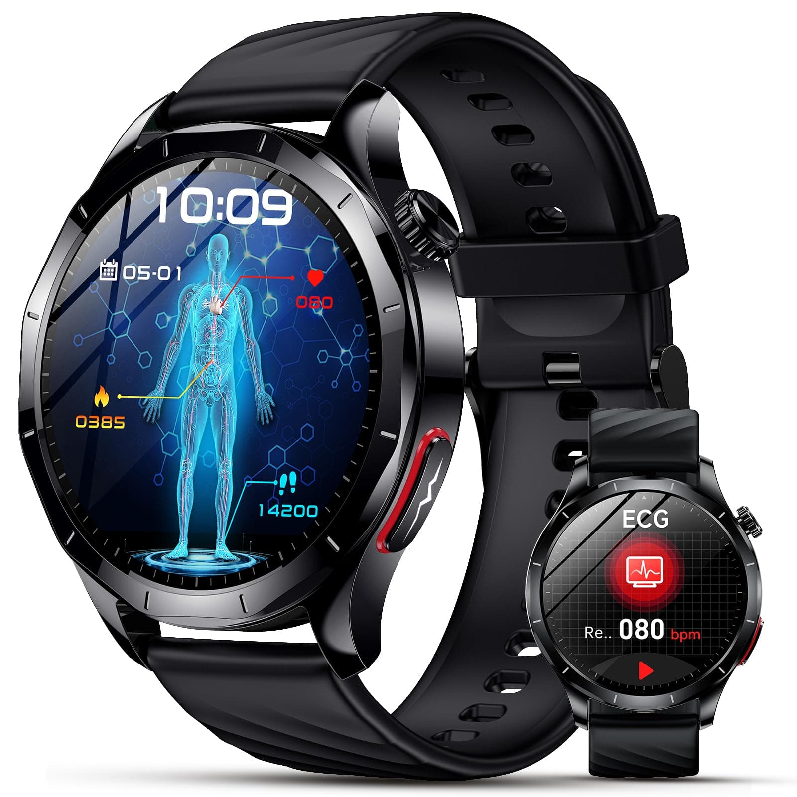 Lgnitek 2026 Nuevo ECG Reloj Inteligente Hombre con HRV/ρresιón Arterιαl/BMI/Ácido Úrico/Lípidos, 1.43“ AMOLED Smartwatch con 24H Pulsómetro SpO2 Monitor de Sueño, Pulsera Actividad para Android iOS