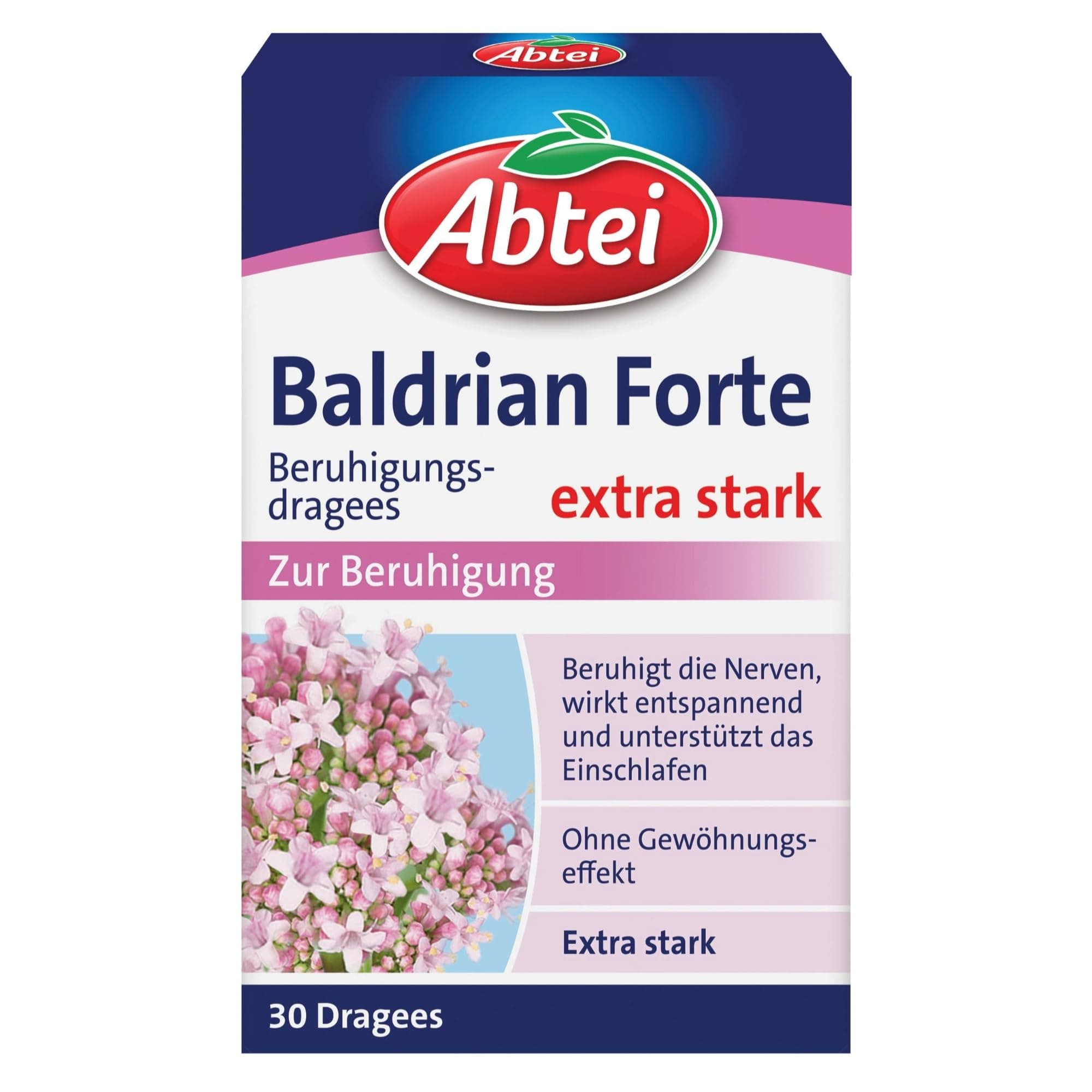 Abtei Baldrian Forte - Baldriantabletten - zur Beruhigung, bei Schlaf- und Einschlafstörungen - pflanzlich - hochdosiert - ohne Gewöhnungseffekt - 30 Dragees