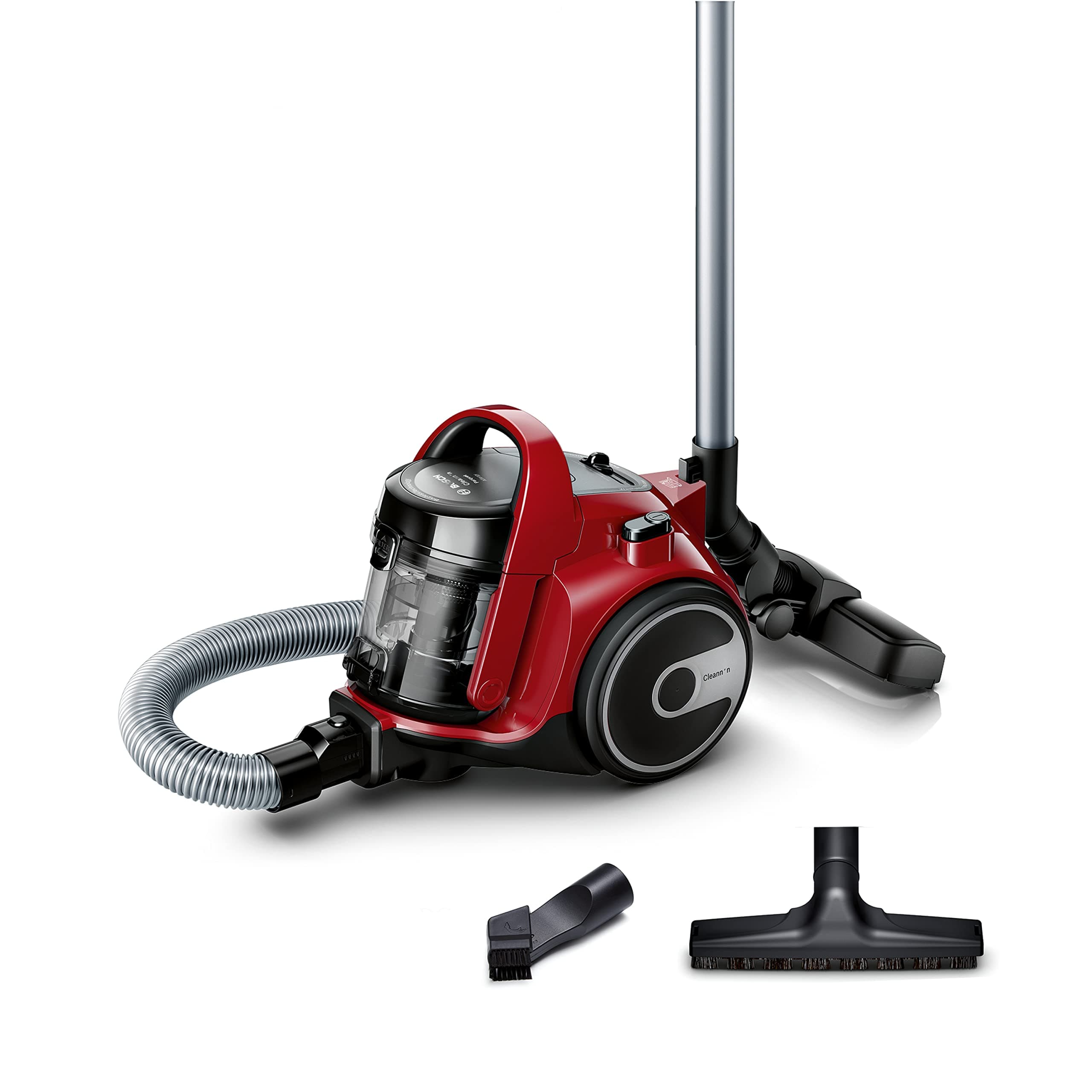 Bosch, aspirador sin bolsa, BGC05AAA2, filtro higiénico PureAir, fácil almacenamiento de la manguera, potente, rojo