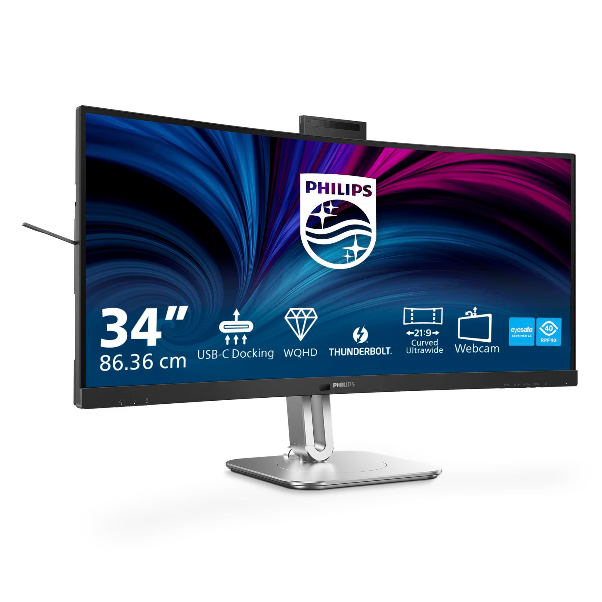 Philips 34B2U6603CH Monitor 34" UWQHD Curvo, WLED, 120Hz, VA, 4 ms GtG, HDR400, Adaptive Sync., TUV Eyesafe, Altavoces, Altura Ajustable (3440x1440, 2X HDMI 2.0, 1x DP 1.4, USB-C) Gris Oscuro