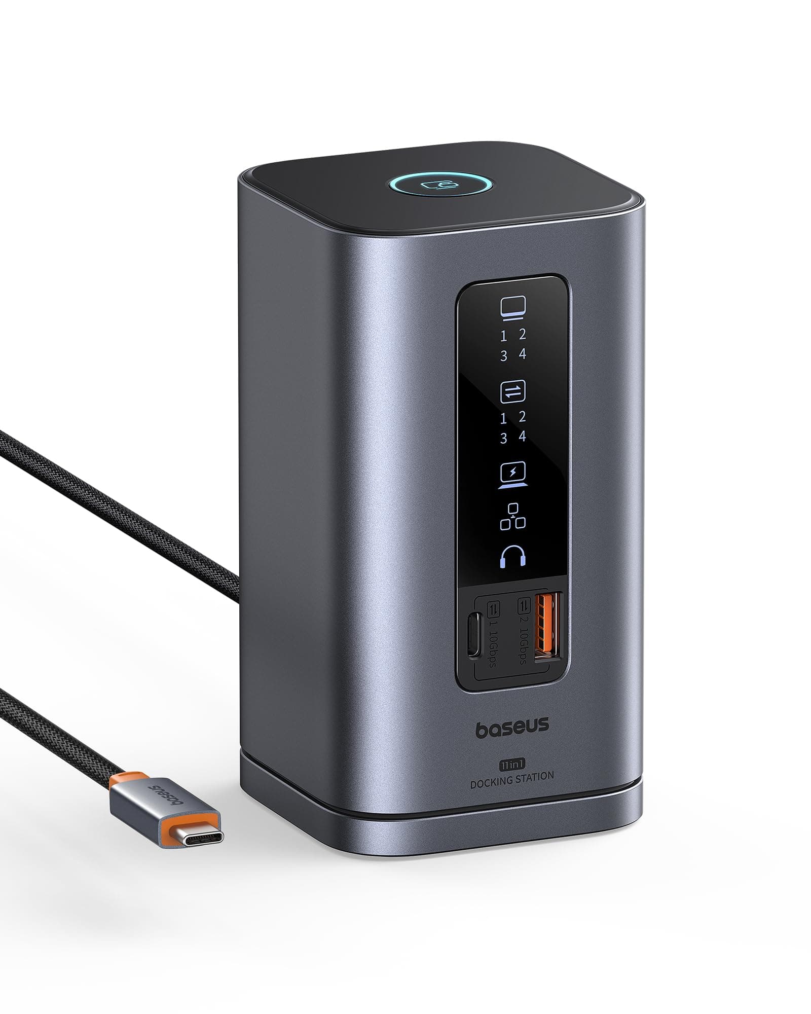 【Compatible portátiles Windows】 Baseus Docking Station, Serie Spacemate 11 en 1 Estación de Acoplamiento 3 Monitores con 2*HDMI 1*DP 4K@60Hz, 3*USB-A/C 10Gbps, Ethernet 1 Gbps, 100W PD, HUB USB C