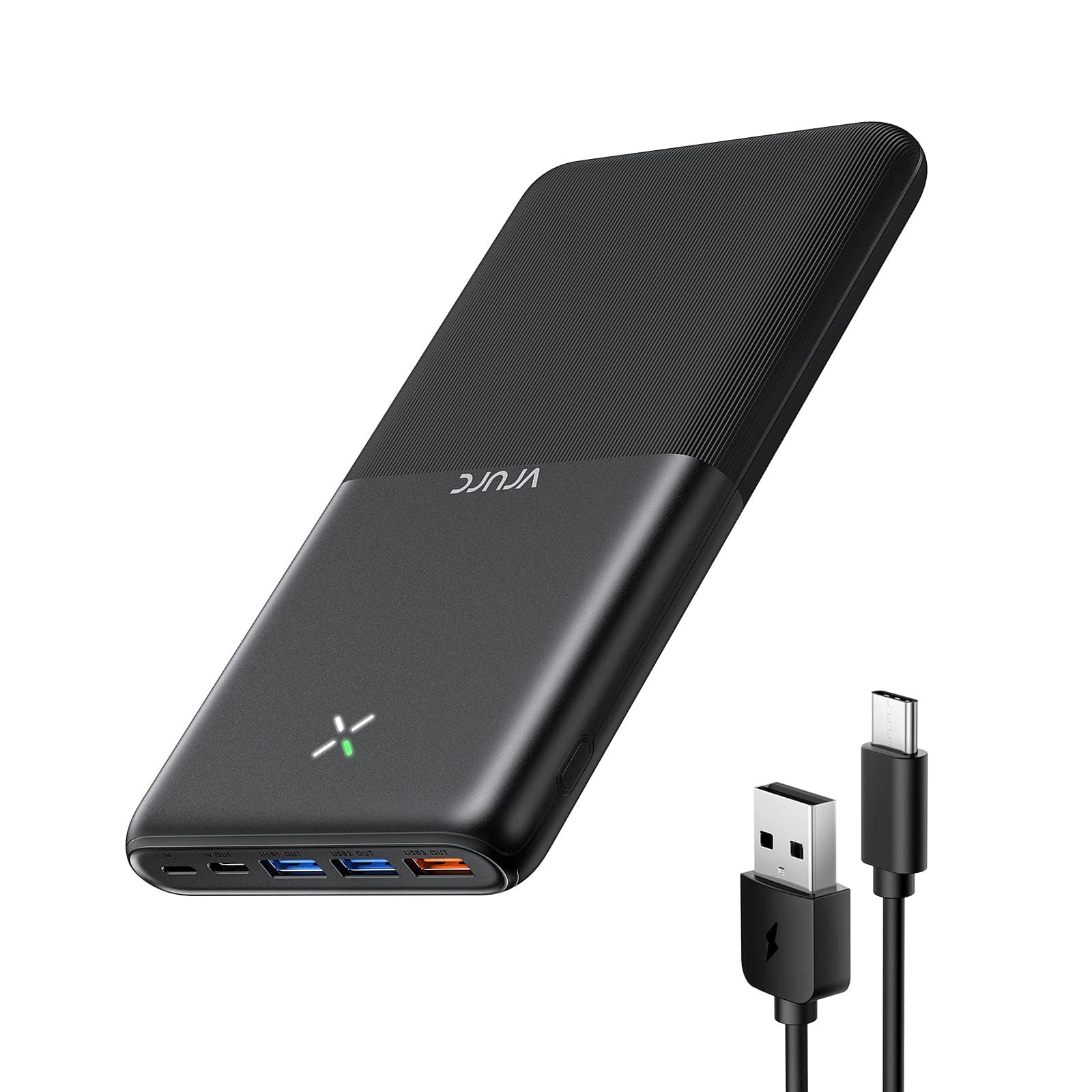 VRURC Power Bank, 30000 mah 22,5W Bateria Externa Carga Rapida, USB C In & Out Cargador Portatil con 3 Entrada & 4 Salida, Powerbank Fast Chagring Compatible con iPhone 17 16 15 14 Pro Max/iPad/Xiaomi
