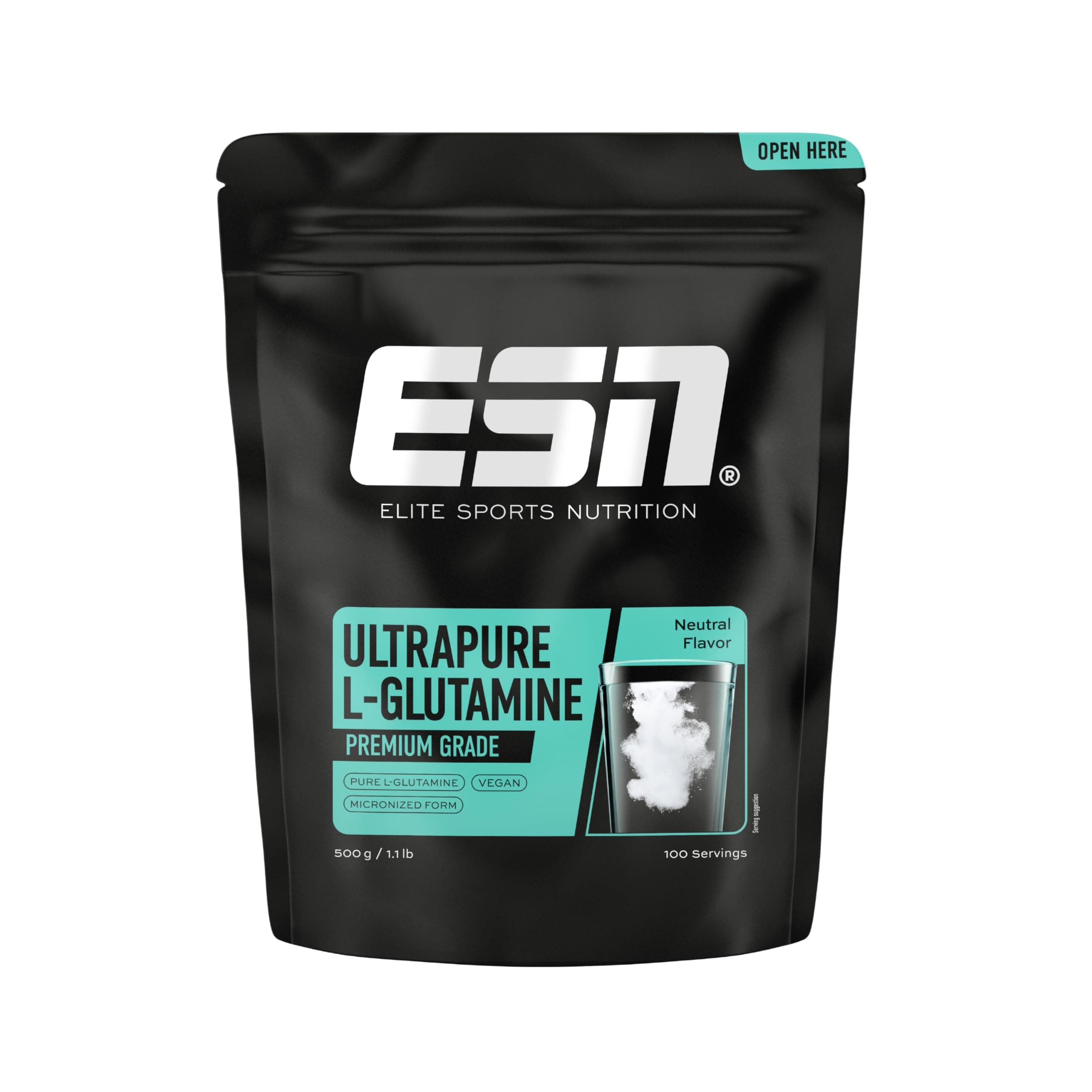 ESN Ultrapure L-Glutamine Powder, 500 g Pulver, Aminosäure - made in Germany
