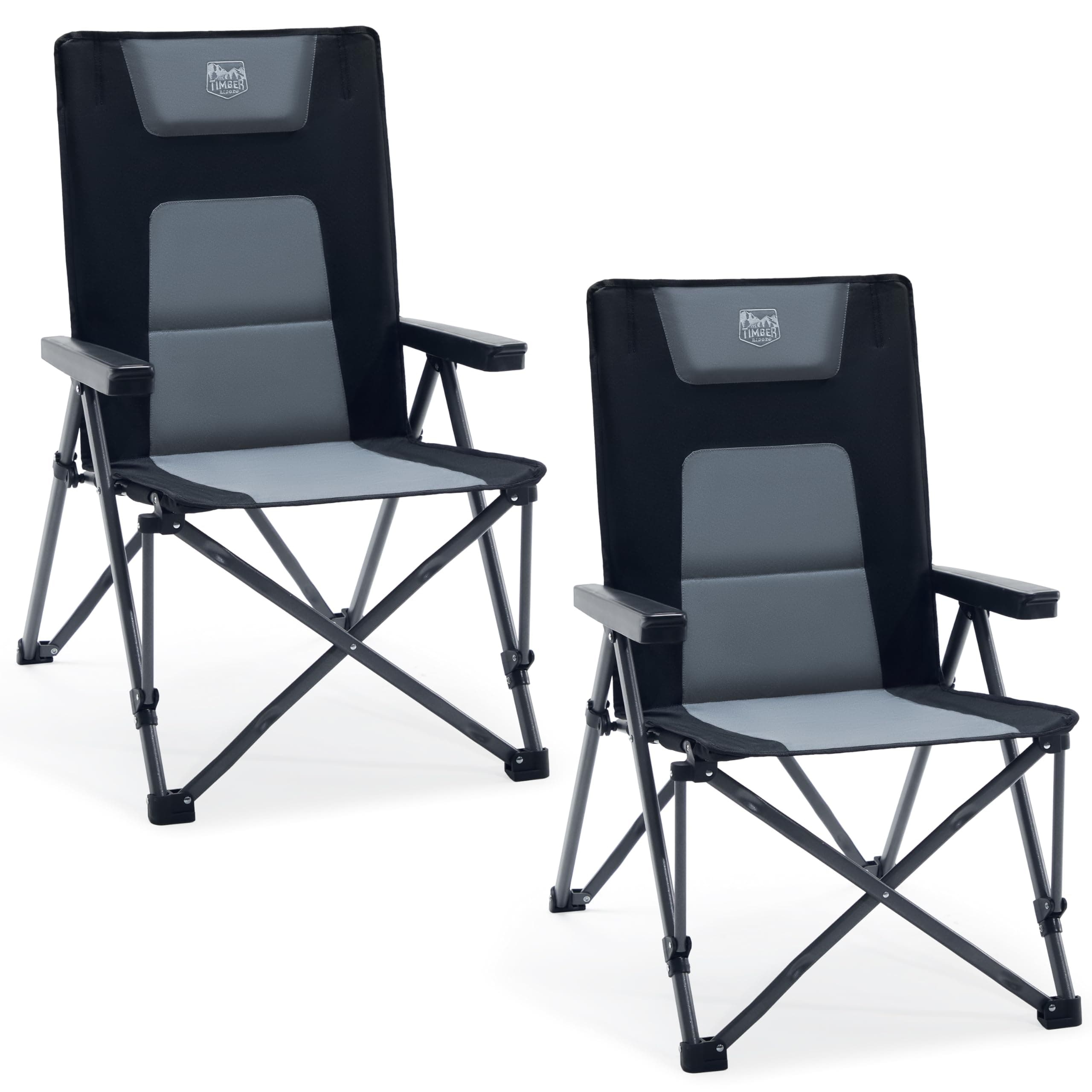 TIMBER RIDGE Silla de camping plegable de 260 kg, respaldo alto ajustable en 4 posiciones silla plegable acolchada, respaldo alto con bolsa de transporte silla de camping para jardín, balcón, caravana