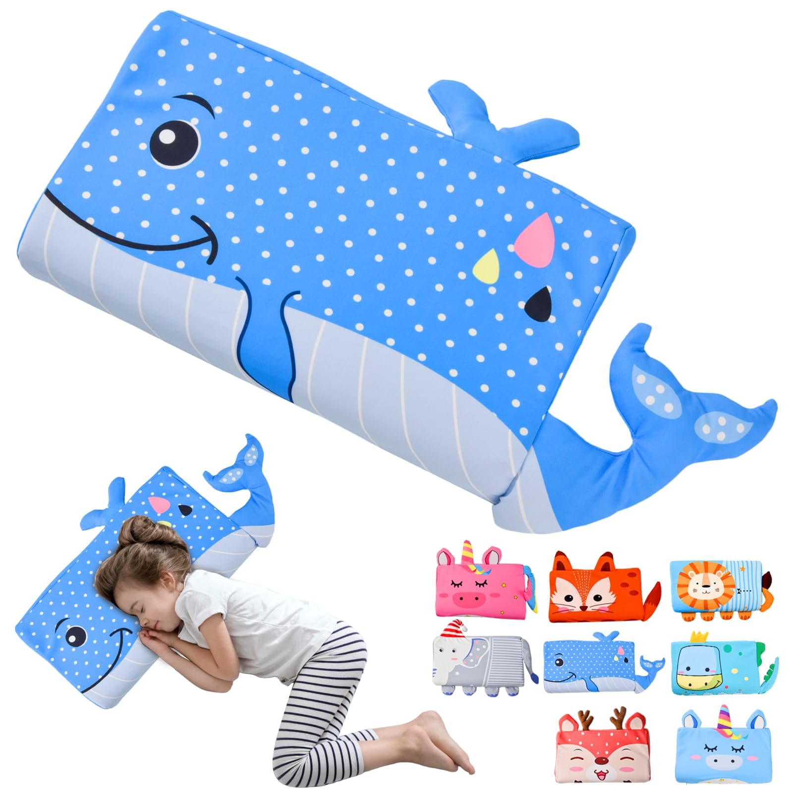 YAOZUP Cuscino Memory Foam Bambini,Cuscino Culla,Cuscino per Bambini con Federa,Ipoallergenico,Anti Acari,Cuscino per Bambini per Sonnellini per Ragazzi e Ragazze (3-10 Anni) (Balena blu)