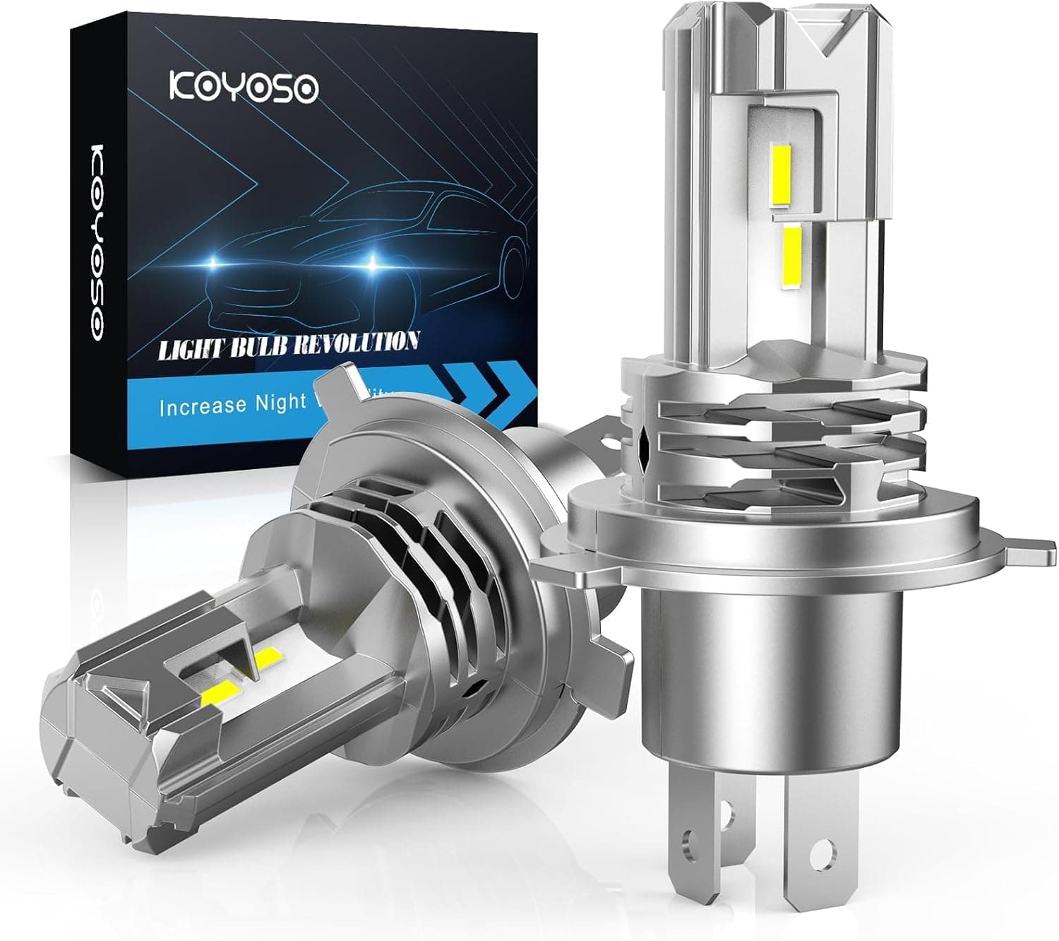 KOYOSO H4 LED Bulb aggiornate, 100W 20000LM for 12V Motorcycles Automobiles As High and Low Beams