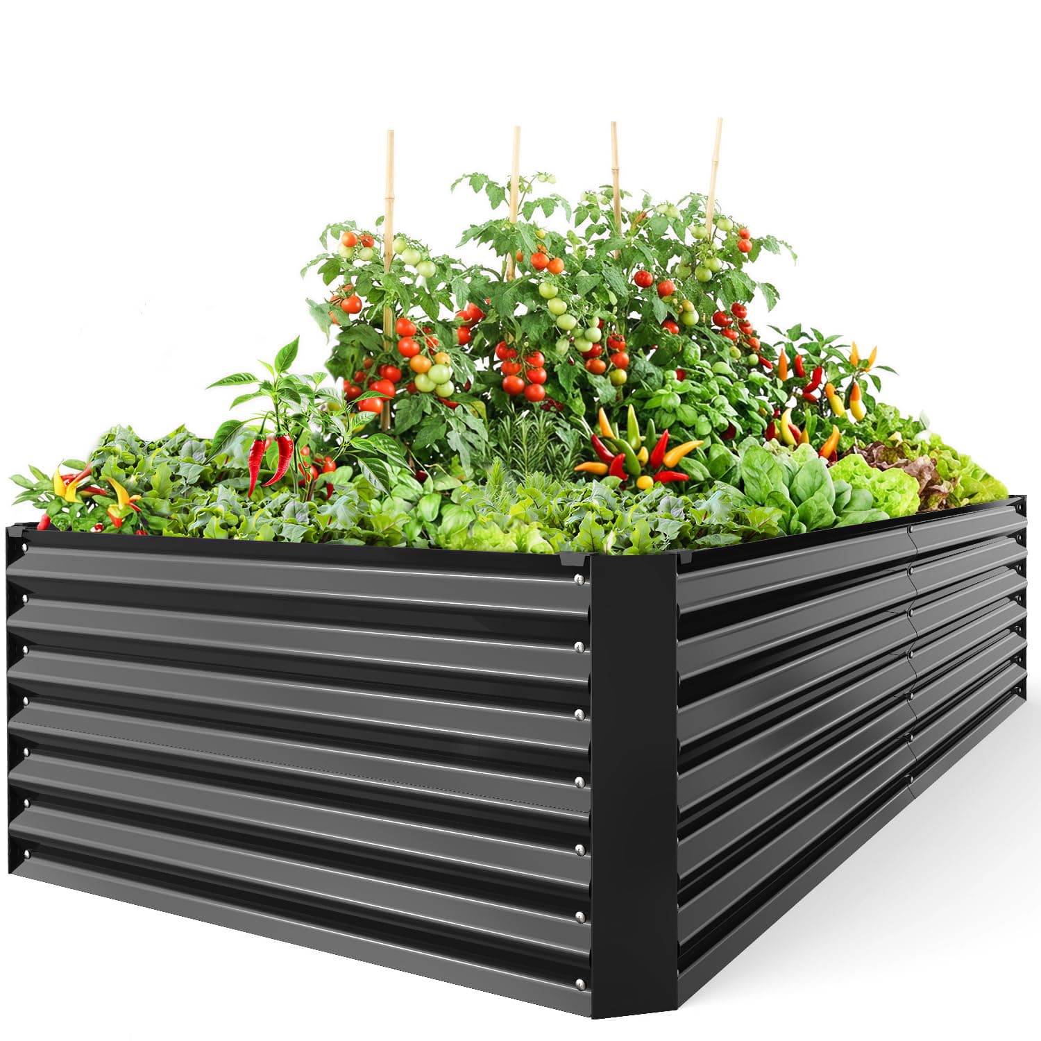 Ohuhu Hochbeet Metall Pflanzenbeet 240x120x54 cm, Hochbeete für Garten aus robustem Stahlblech mit stabilem Design, Rostschutz und Langer Haltbarkeit – Ideal für Gemüse, Kräuter & Blumen Schwarz