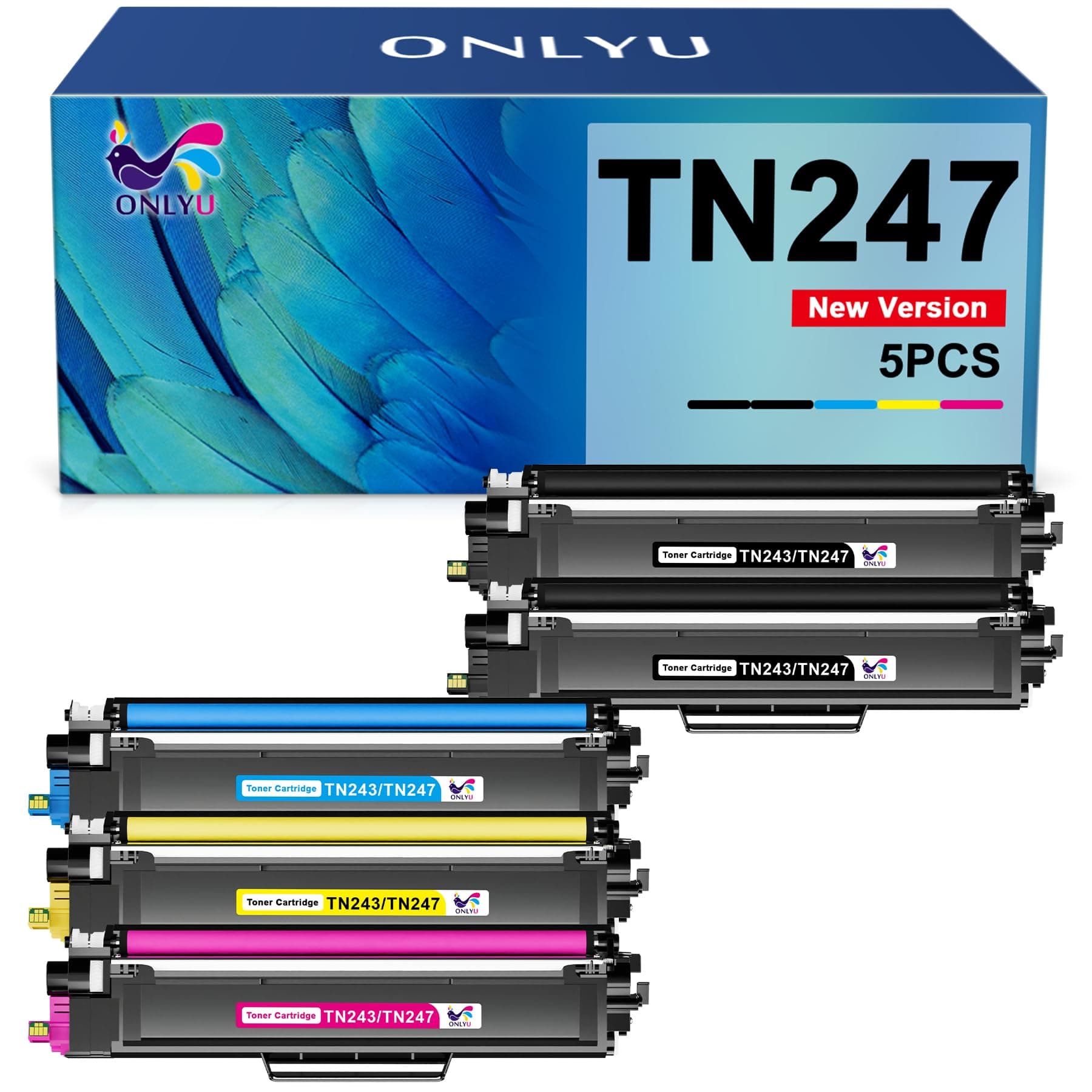 TN-243CMYK TN247 DCP-L3550CDW Compatible pour Toner Brother DCP-L3550CDW TN243 TN243CMYK Toner MFC-L3750CDW MFC-L3770CDW HL-L3270CDW HL-L3230CDW HL-L3210CW DCP-L3510CDW Pack de 5