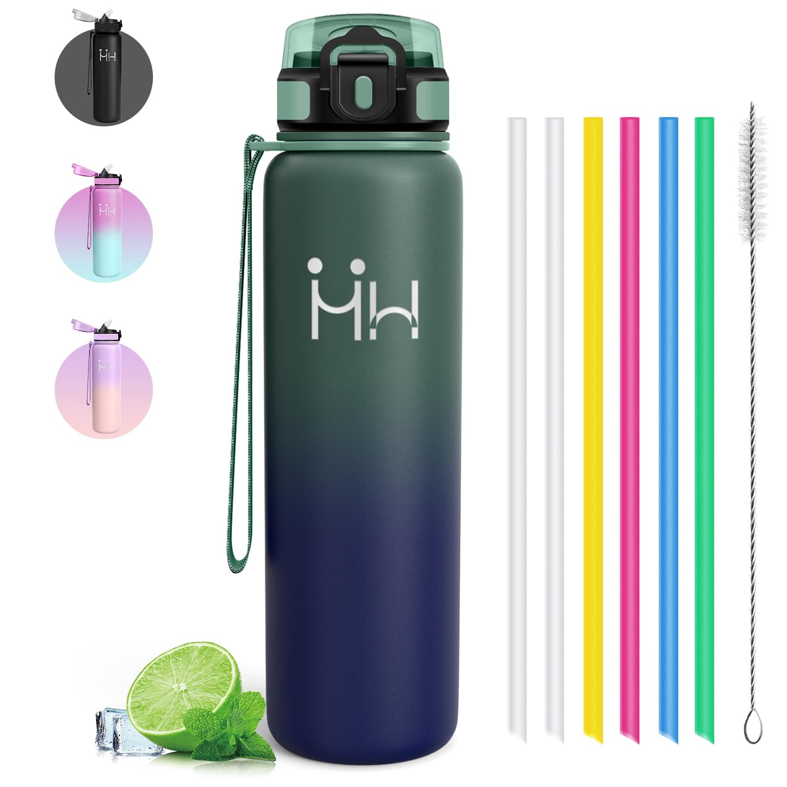 Bottiglia Termica 1 litro - Bottiglia Termica Senza Perdite - Borracce Termiche Con Cannuccia - Mantiene Caldo per 12 Ore/Freddo 24 Ore, Borracce Termiche per Fitness, Trekking, Campeggio, Yoga