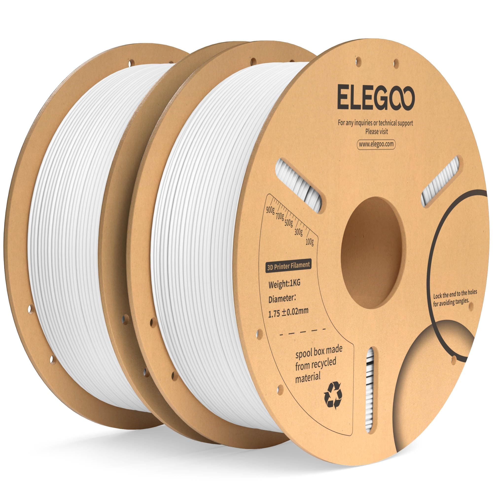 ELEGOO Filamento PLA+ 1.75 2KG Blanco, Filamento PLA Plus para Impresora 3D, Precisión Dimensional +/- 0.02mm, Carrete Filamento 3D,para Mayoría Impresoras 3D