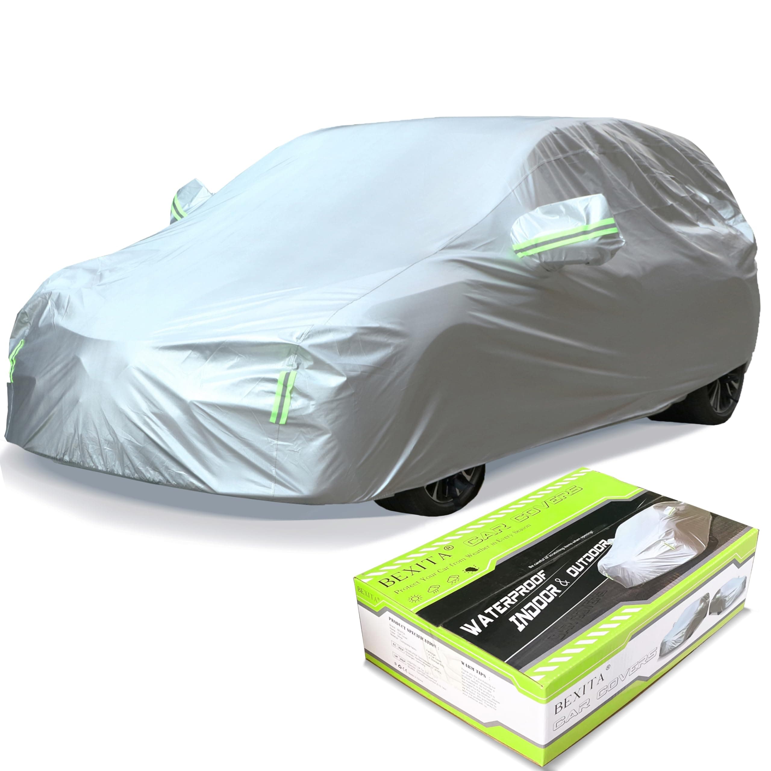 BEXITA Funda para Coche Impermeable Exterior Interior Universal Funda de Coche A Prueba de Polvo A Prueba de Nieve Protección UV para Hatchback Longitud (hasta 400 cm)