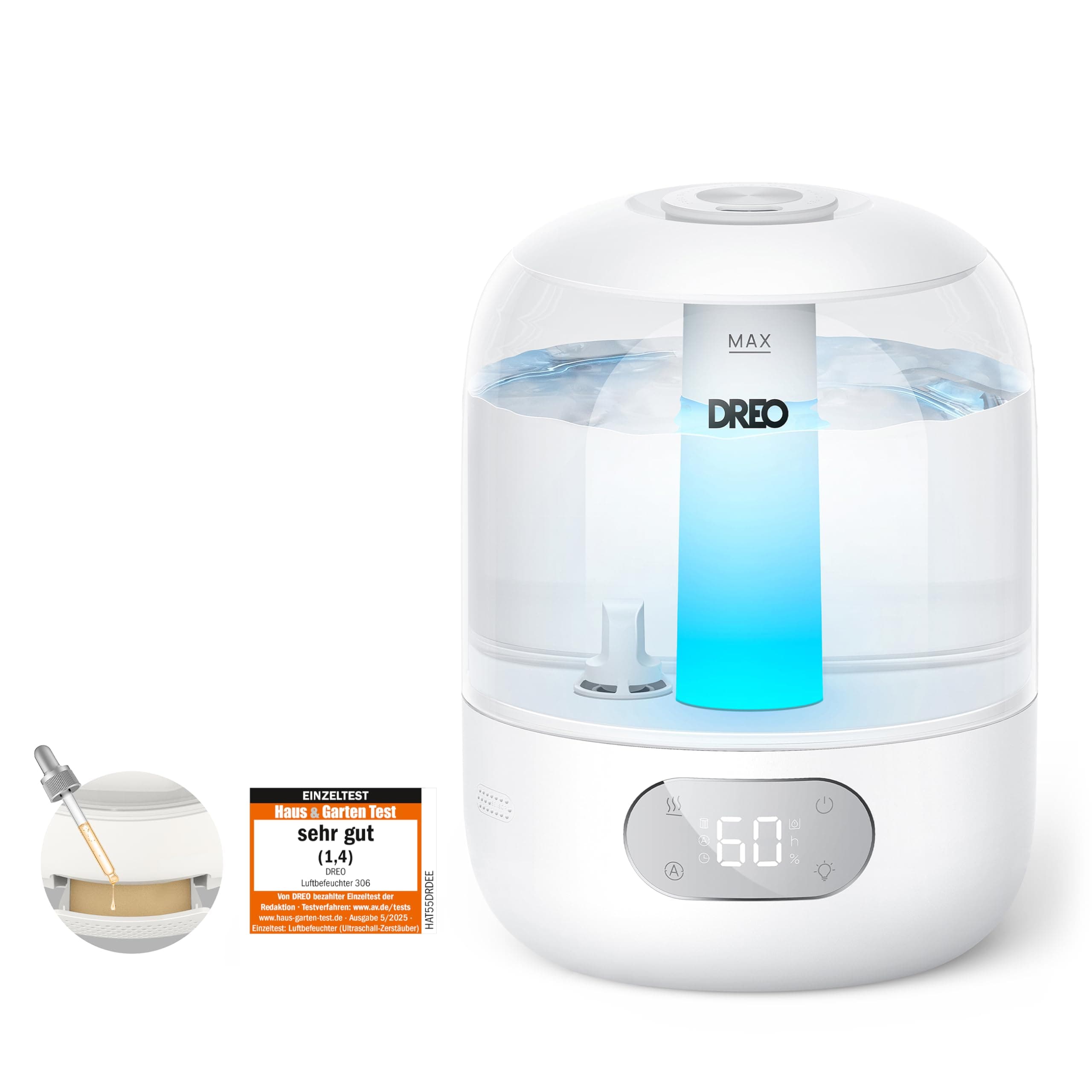 DREO Luftbefeuchters für Schlafzimmer, kühler Nebel Luftbefeuchter für Haus und großen Raum, leiser Luftbefeuchter für Baby, Nachtlicht, ätherisches Diffusor, schnelle Ultraschall Luftbefeuchters