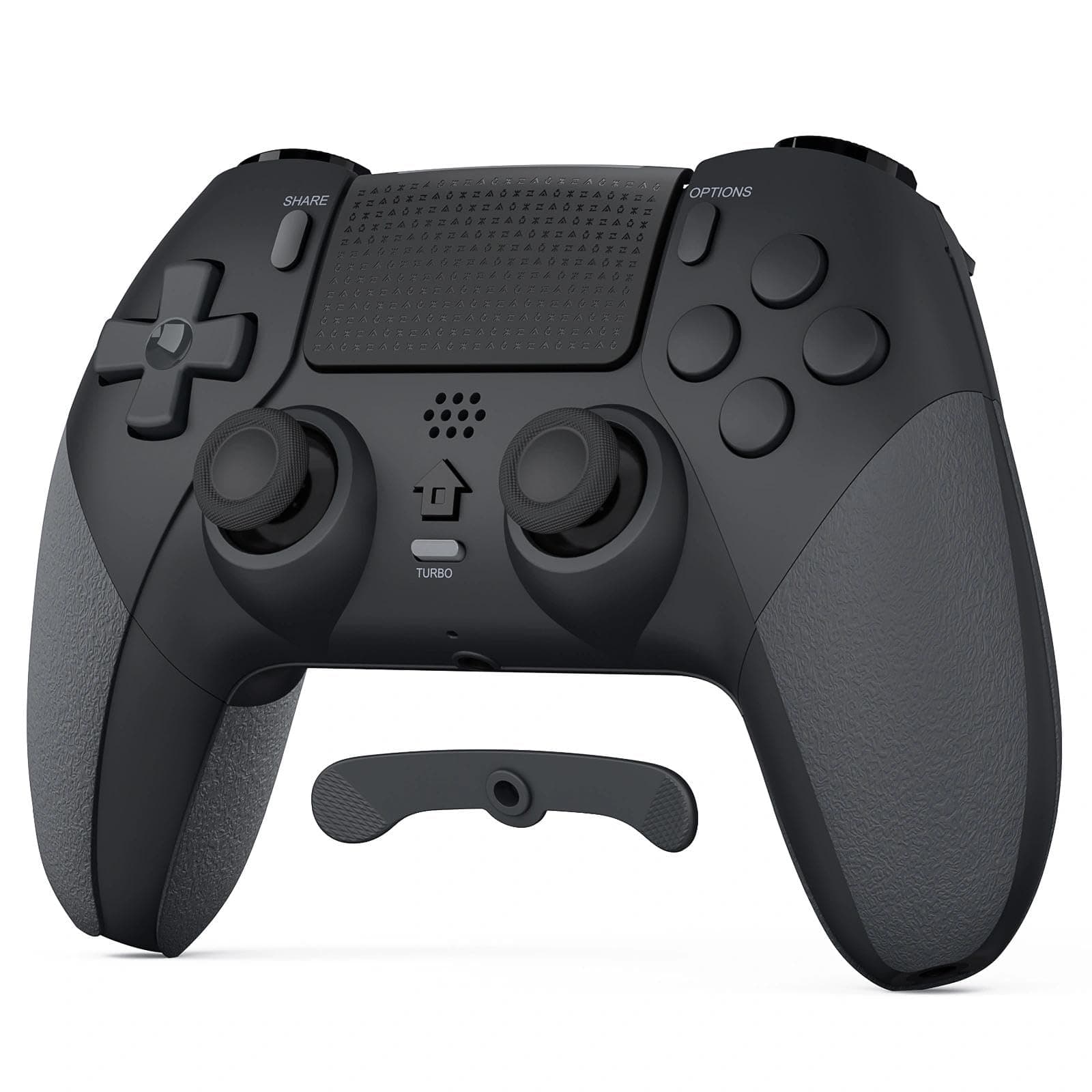 LATEC Mando para PS4, Mando Inalámbrico PS4 con Bluetooth, 2 Botones de Programación Macro, 6-Axis Sensor Giroscópico, Doble Vibración, Panel Táctil, Negro