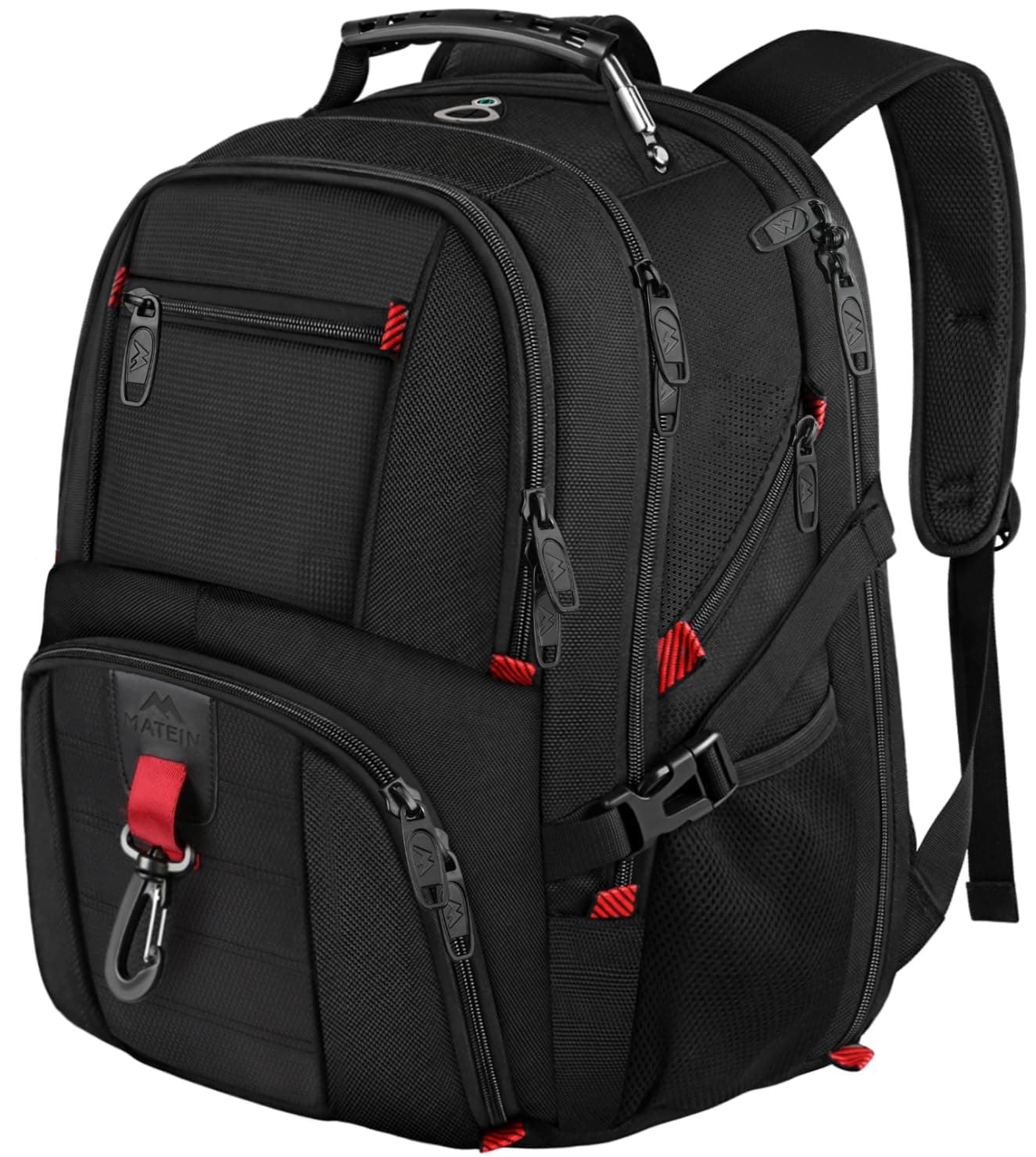 MATEIN Mochila Portatil 18 Pulgadas, Mochila Hombre Grande 55L para Ordenador Portatil Multifuncional Gran Volumen Impermeable con Puerto de Carga USB para Viajes, Trabajo, Uso Diario, Escuela, Negro