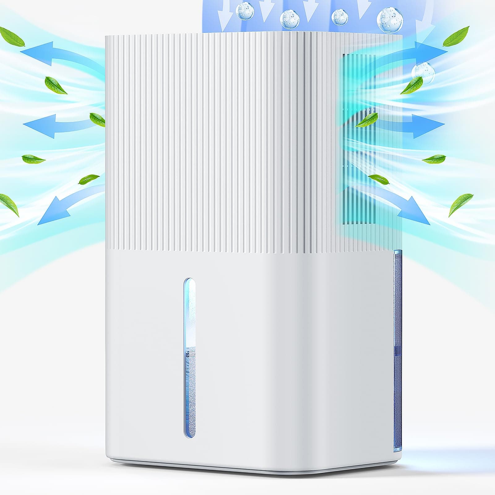 Deumidificatore da 2,7L per la casa, deumidificatore elettrico per la camera da letto, silenzioso e con comandi touch, deumidificatore per il bagno(bianco1100 ml/24 h)