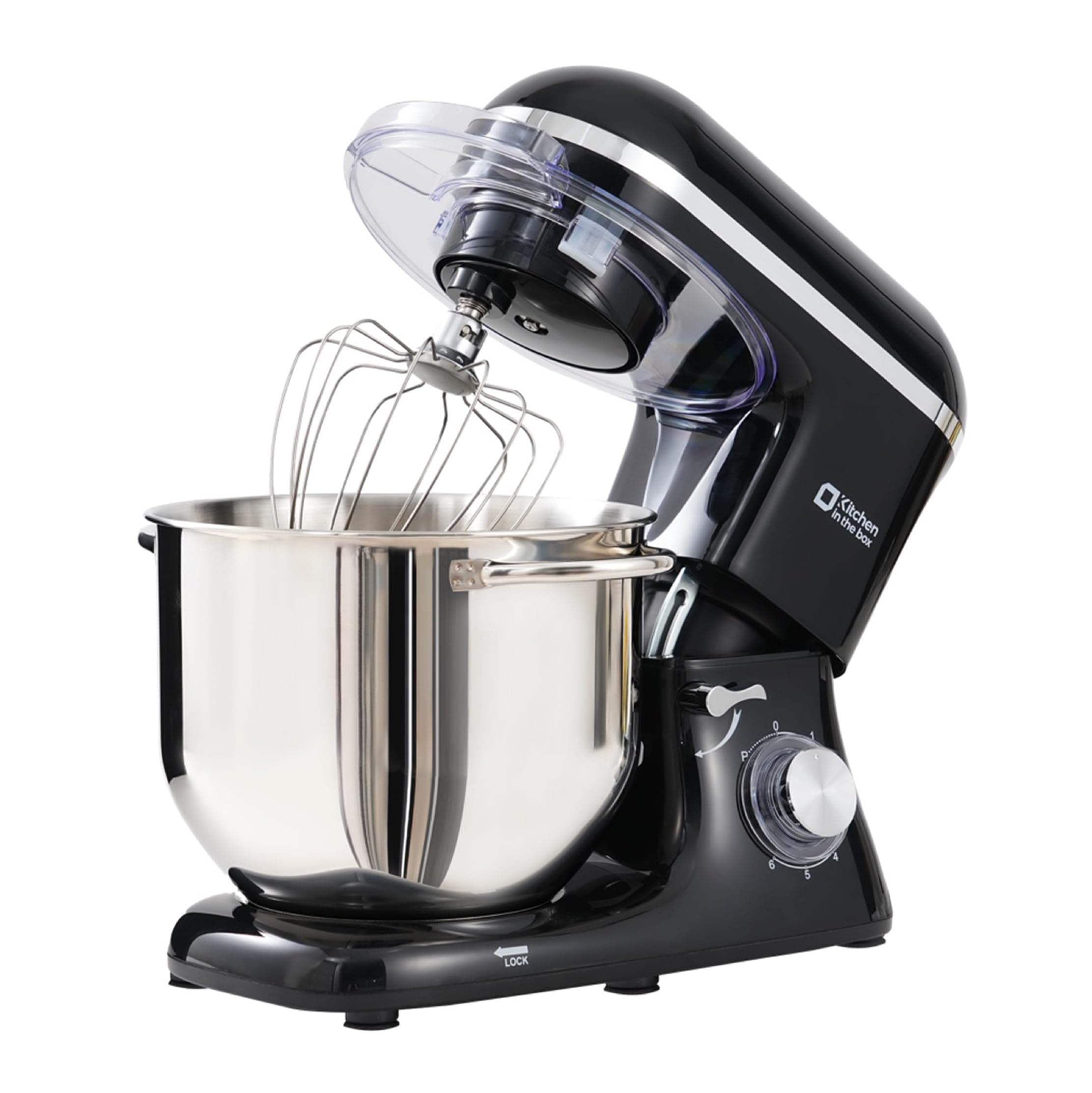 Kitchen in the box Batidora Amasadora Profesional, Amasadora de Pan de 1400 W, Robot de Cocina Con Batidor, Gancho Amasador, Batidora Mezcladora (Negro, 7,5 L)