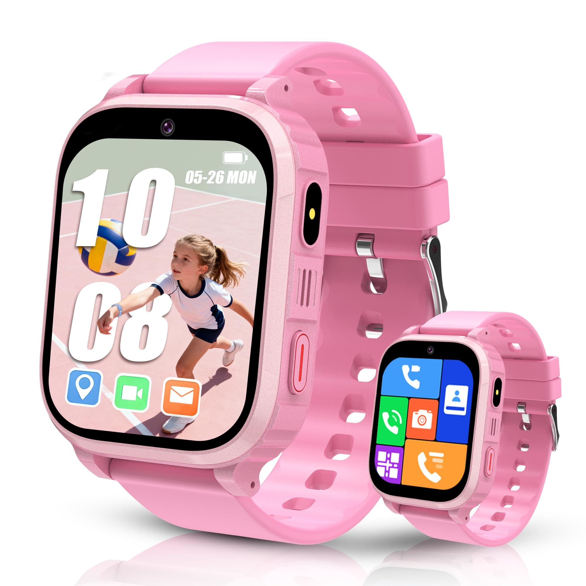 Kesasohe 4G Reloj Inteligente Niño, Smartwatch Niños con GPS y Llamadas Teléfono Videollamada Impermeable IP68 SOS Móvil Juego Despertador Clase Modo Reloj Inteligente Niños y Niñas Estudiante Regalo