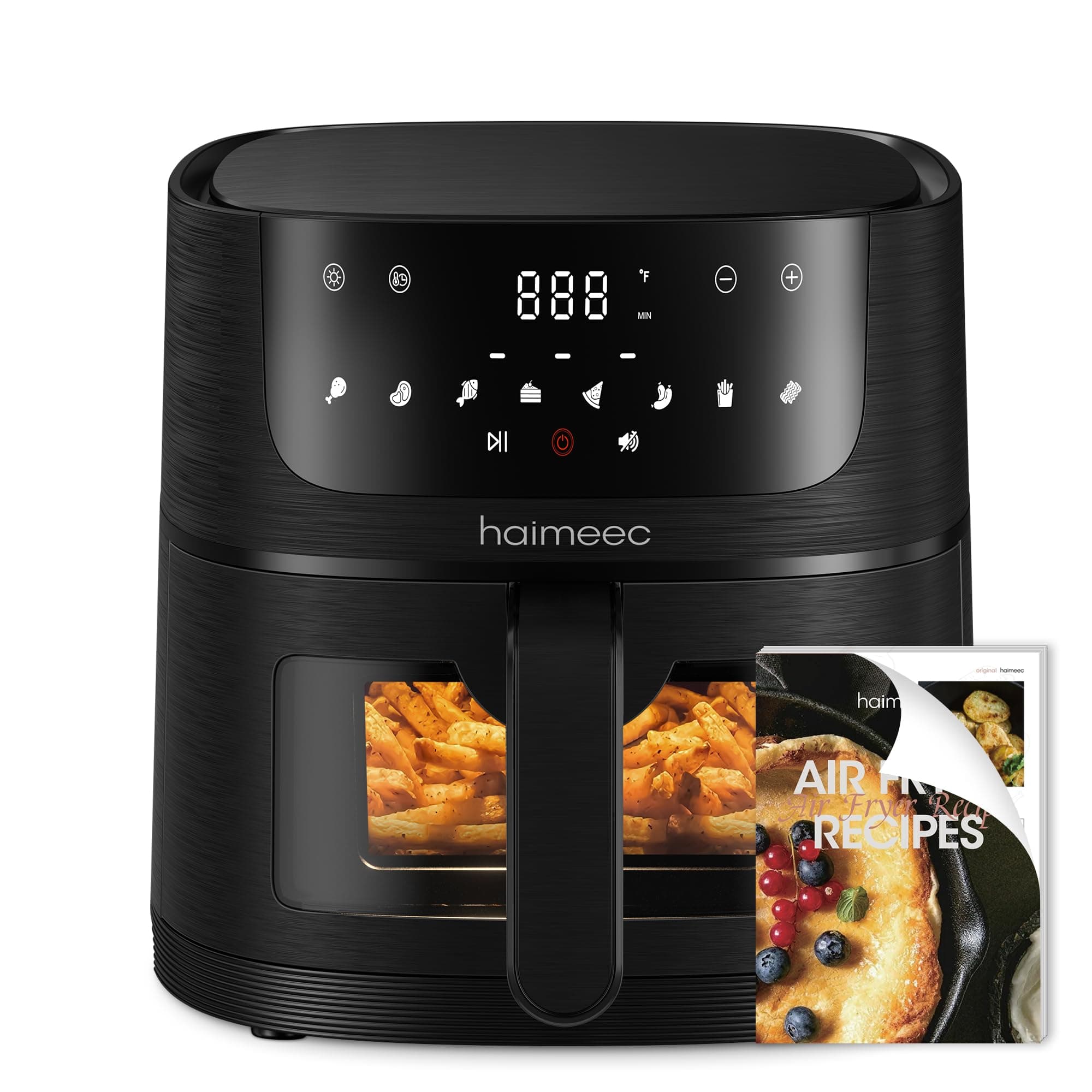 HAIMEEC Friggitrice ad aria 6L, 8 preimpostazioni air fryer, Funzione Shake e Grill, Temperatura e timer regolabili, Schermo Tattile Digitale, 78 Ricette, Componenti Antiaderenti, Facile da Pulire