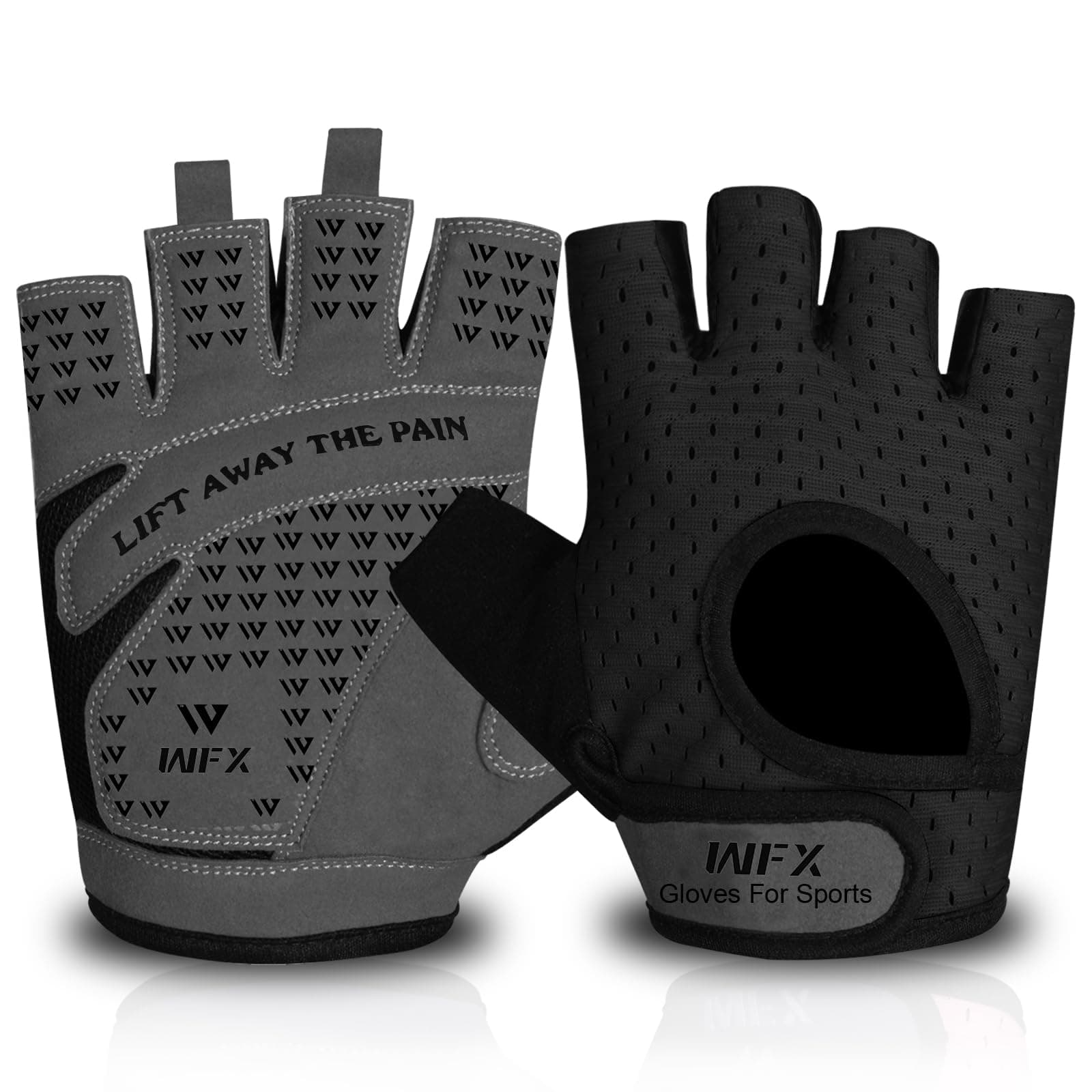 WFX Guantes de Gimnasio para Levantamiento de Pesas, Transpirables, Antideslizantes, de Silicona, Acolchados, protección de la Palma elástica, Equipo de Entrenamiento de Fuerza