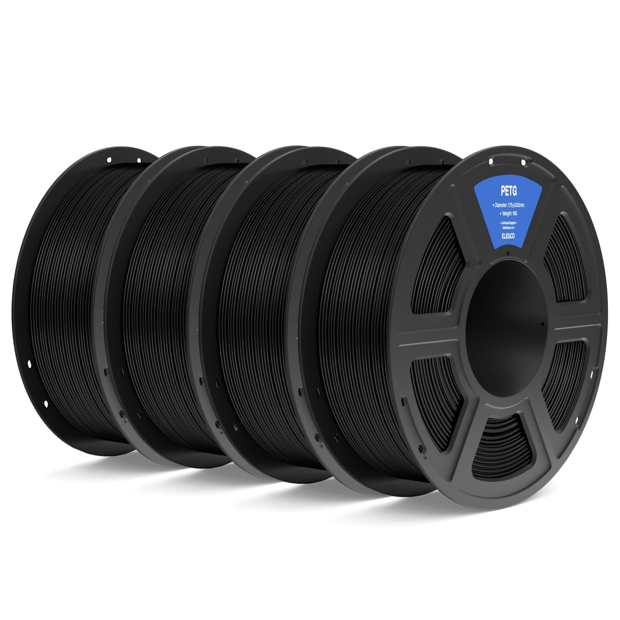 ELEGOO Filamento PETG 1.75 4KG Negro, Filamento PETG para Impresora 3D, Precisión Dimensional +/- 0.02mm, Carrete Filamento 3D, para Mayoría Impresoras 3D