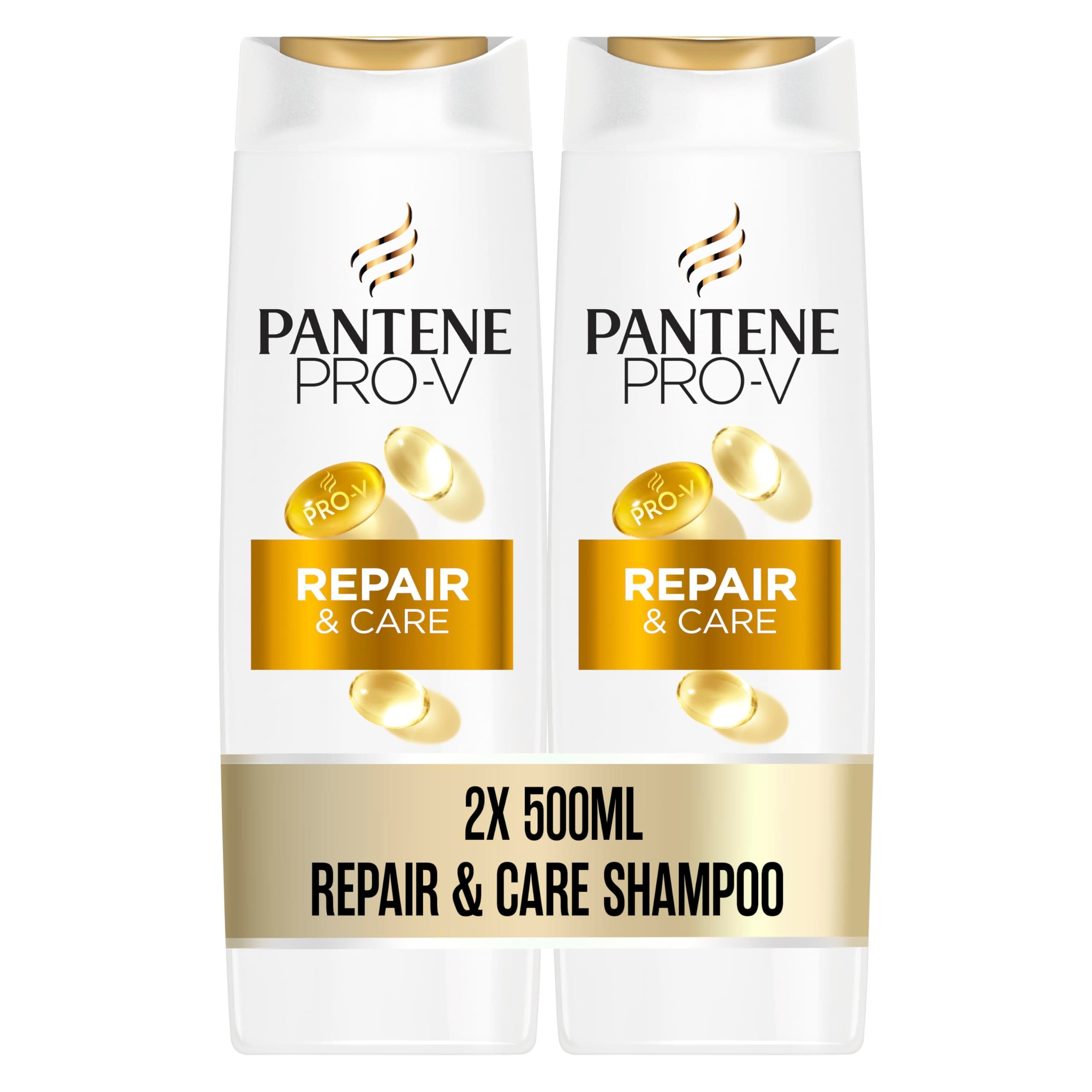 Pantene Pro-V Repair & Care Shampoo Duo Pack, Pro-V Formel mit Kräftigenden Lipiden und Schützenden Antioxidantien, Für Geschädigtes Haar, 2x500ML