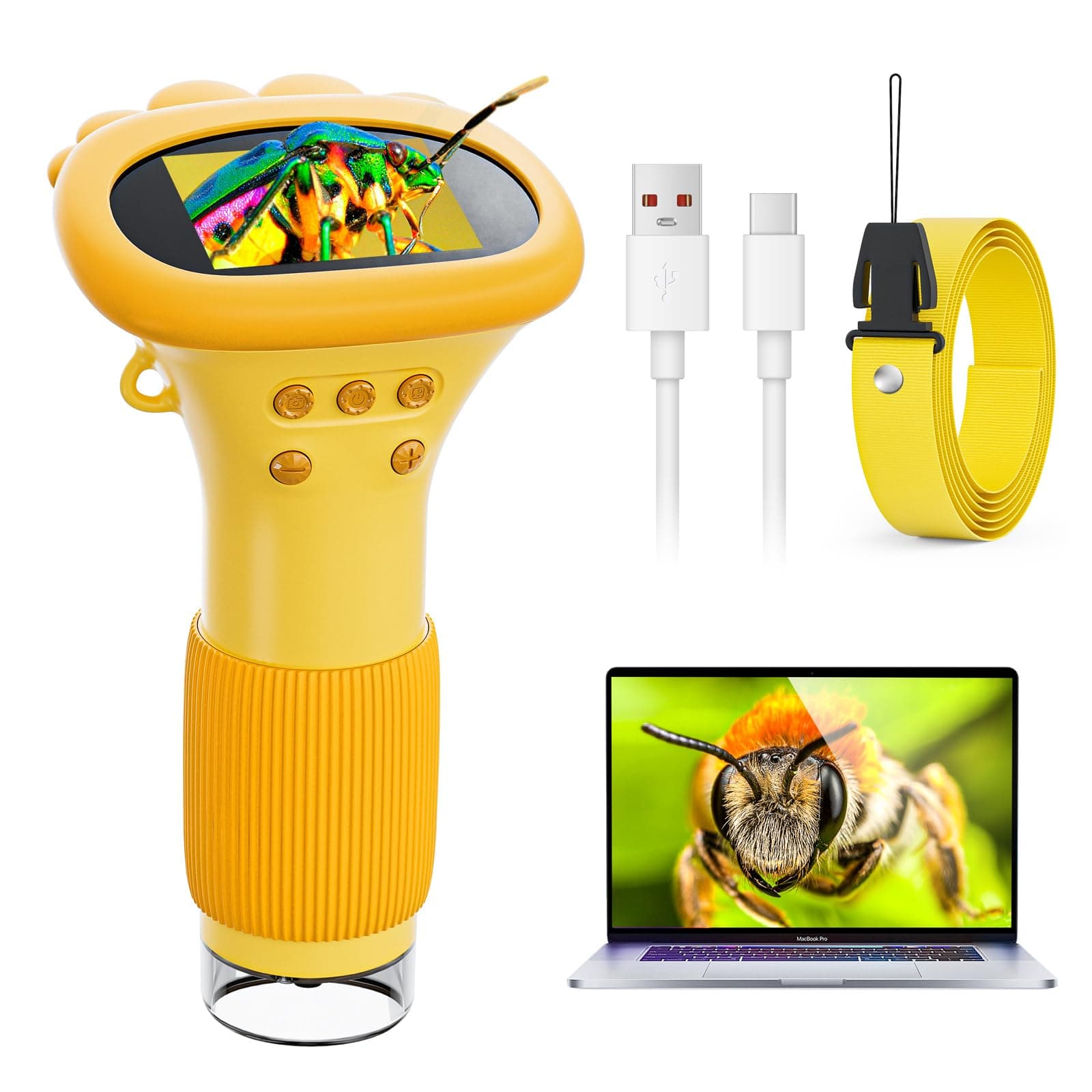 Microscopio para Niños, Zoom 1000x Microscopio Digital Ahalfcit con Pantalla de 2 Pulgadas, Lupa Digital, Compatible con PC, Juguete Educativo para Niños de 3 a 12 Años.