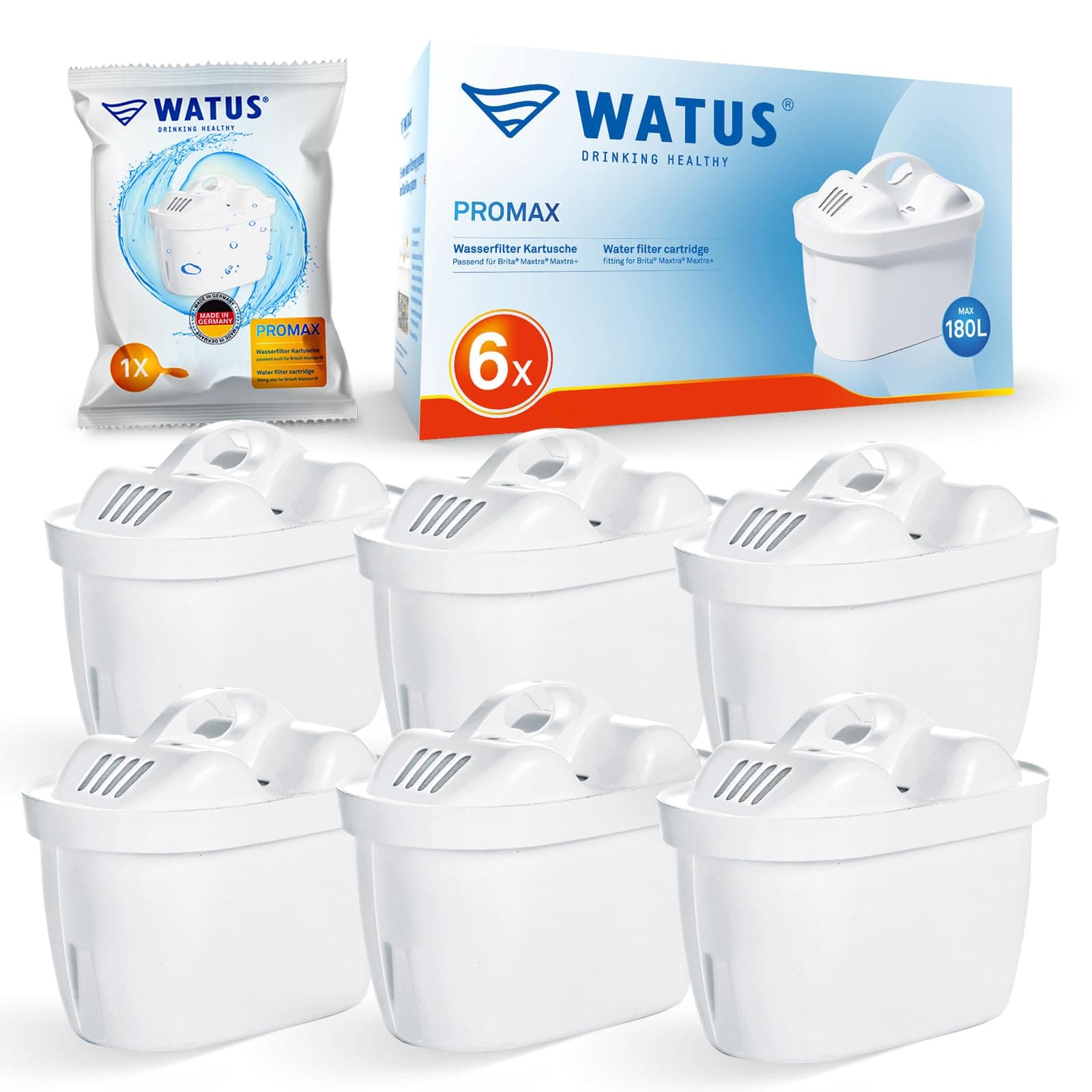Watus Filtri, Compatibili con BRITA Maxtra+ e Maxtra, Maxtra Pro, Maxtra Plus, Made in Germany, Riducono Piombo, Cloro, Metalli Pesanti e Calcare Nell'acqua (6)