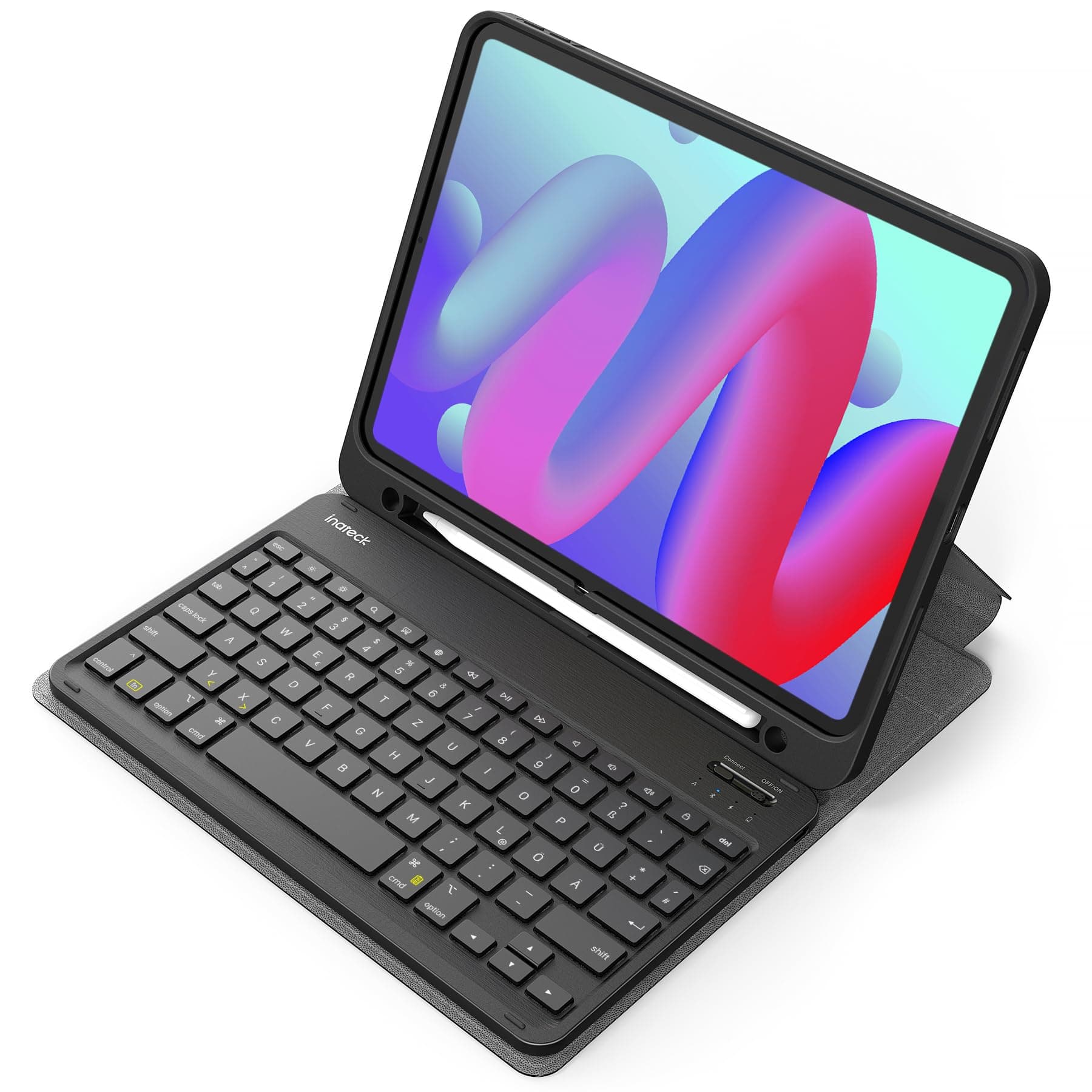 Inateck Tastatur Hülle kompatibel mit iPad 11 Gen.A16 2025 11",10 Gen.10,9",iPad Air 11" M4/M3/M2 (2026/2025), Air 5/4 10,9",Pro 11 4/3/2/1,QWERTZ, mit Stifthalter, Abnehmbar,Classic KB04002