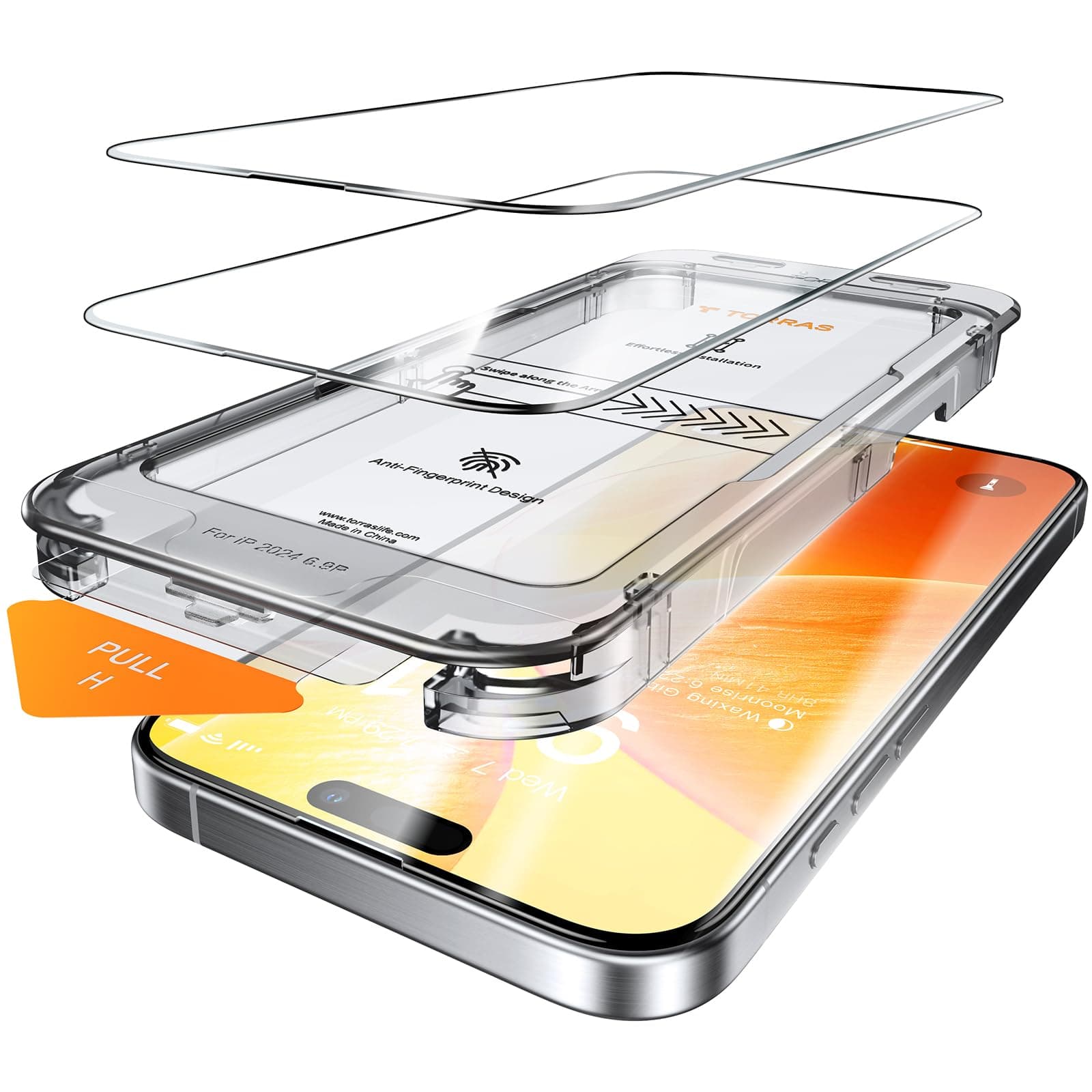 TORRAS Schutzfolie für iPhone 16 Pro Max für Panzerglas [TOP Bruchsicherheit] Folie 9H+ Glas Full Screen [Einfache Installation] Anti-Fingerabdruck, 2 Stück